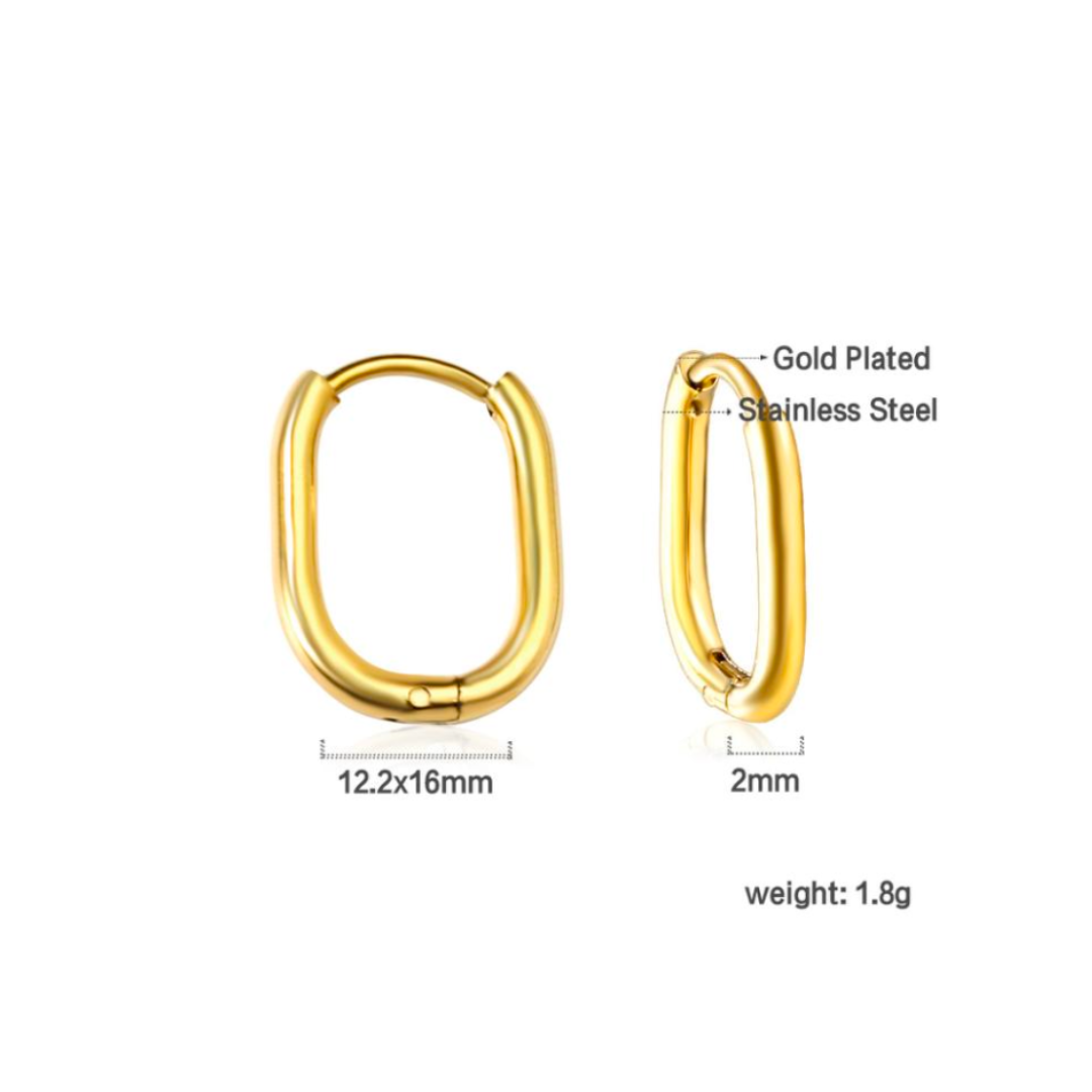 16mm Thin oval hoop - Silver - TheEarringCollective
