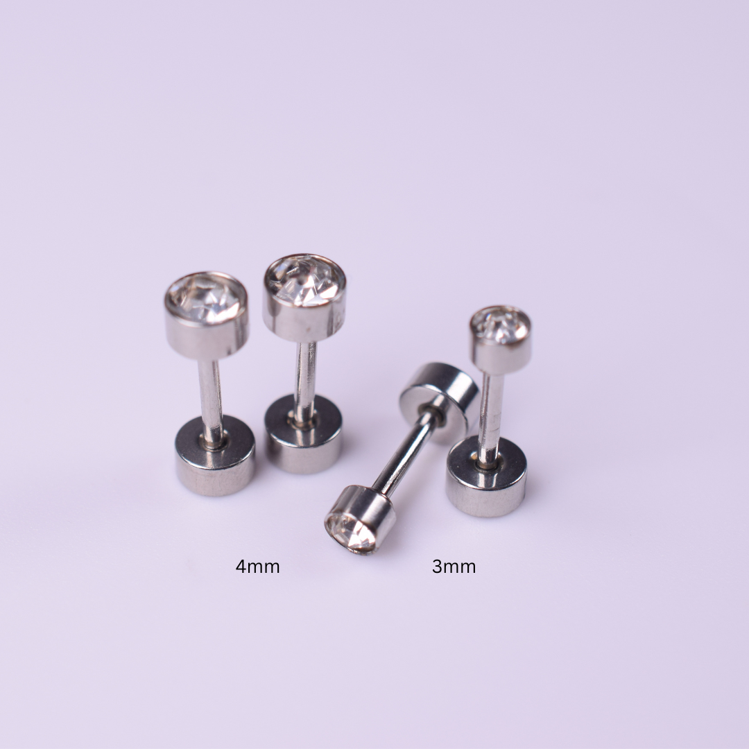 4mm framed diamond studs - Silver