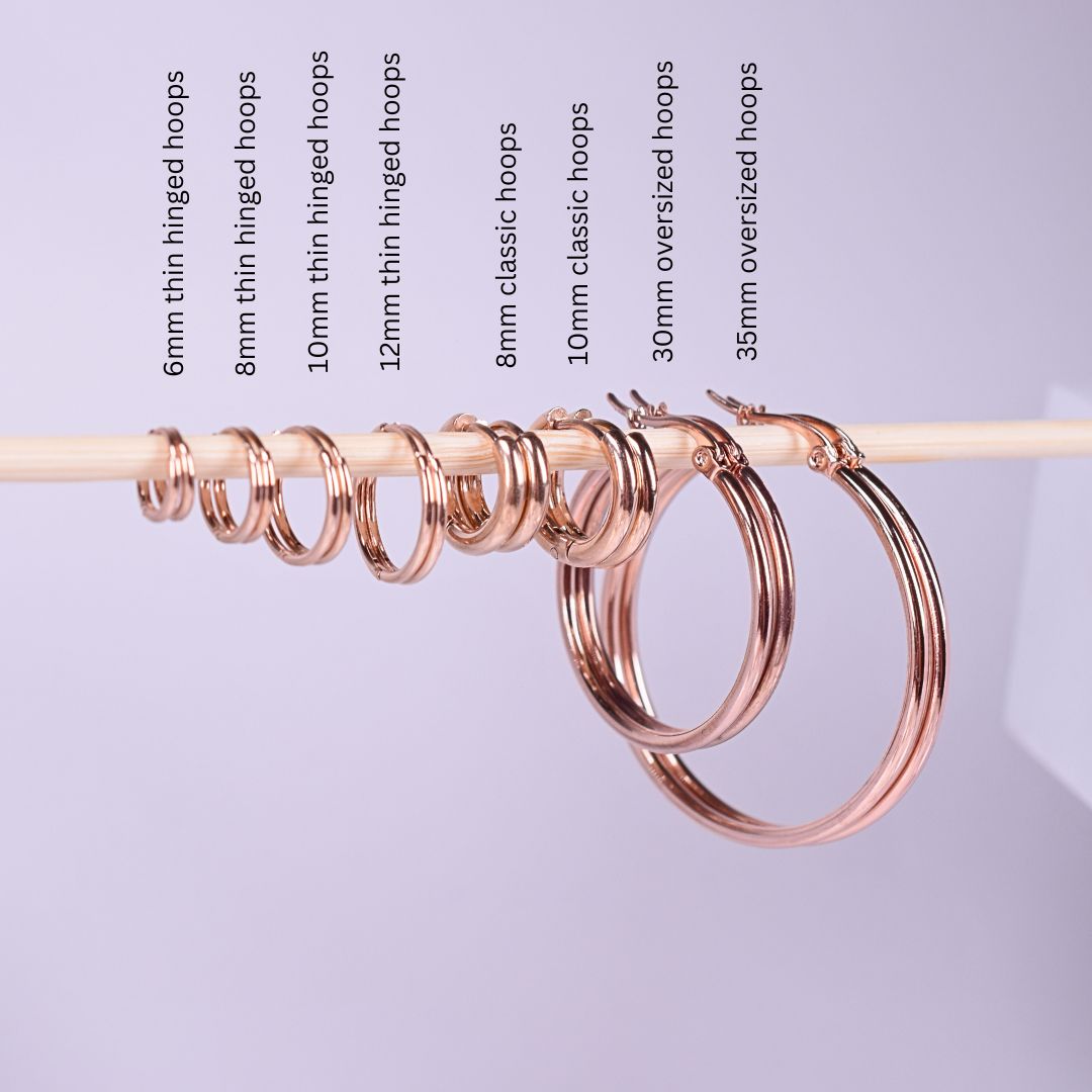 8mm thin hinged hoops - Rose gold