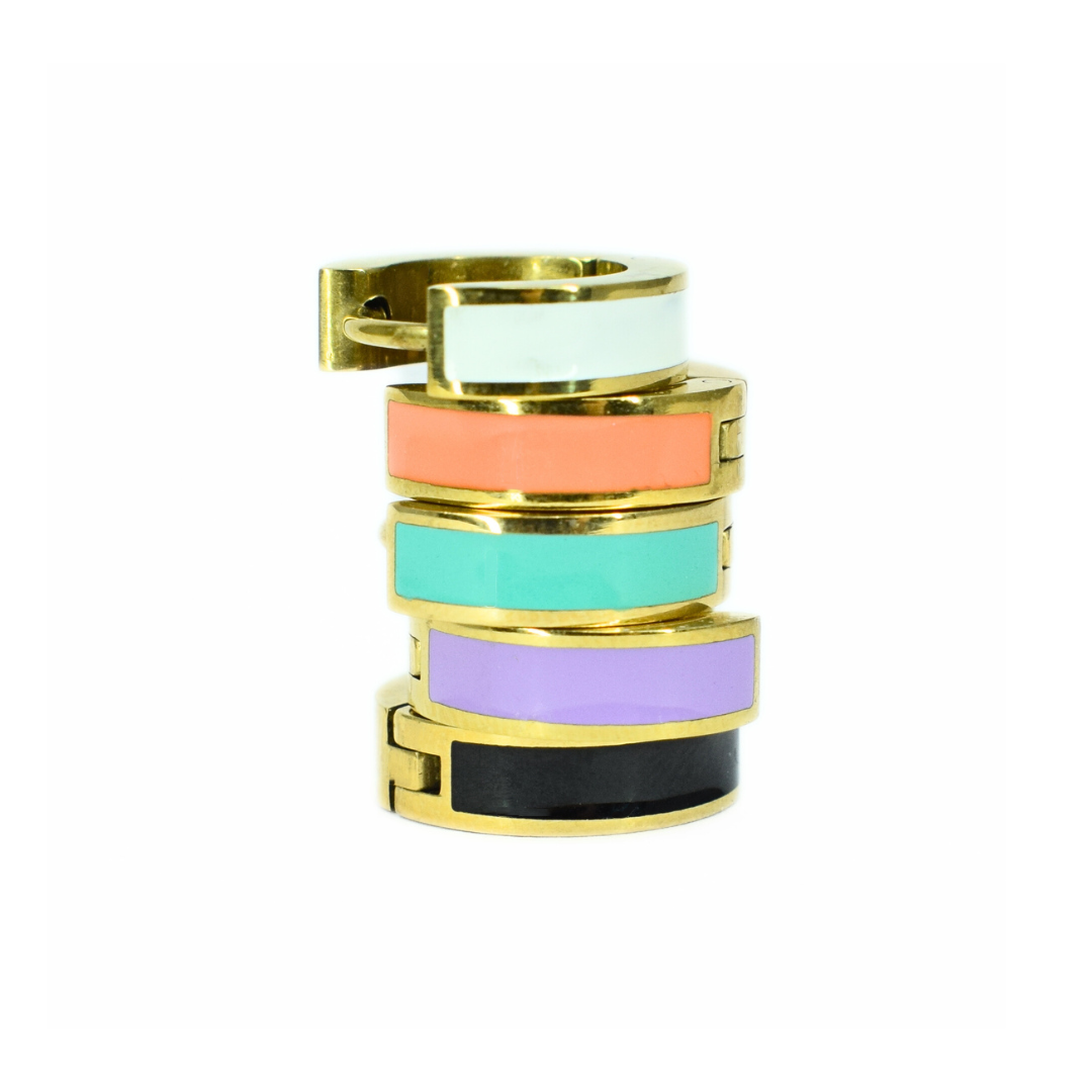 10mm Black hoops - Gold - TheEarringCollective