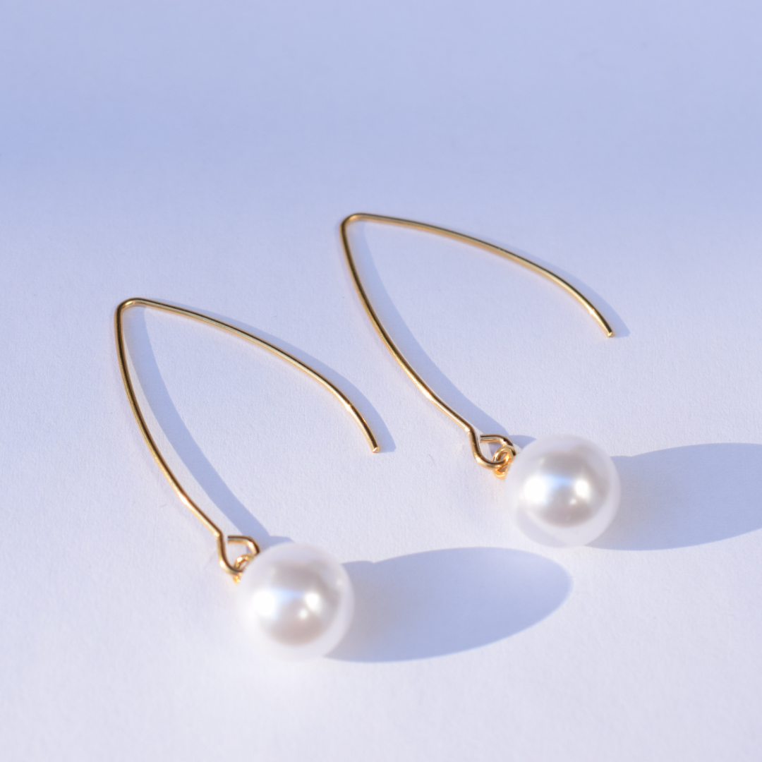 Dangled pearl stud - Gold