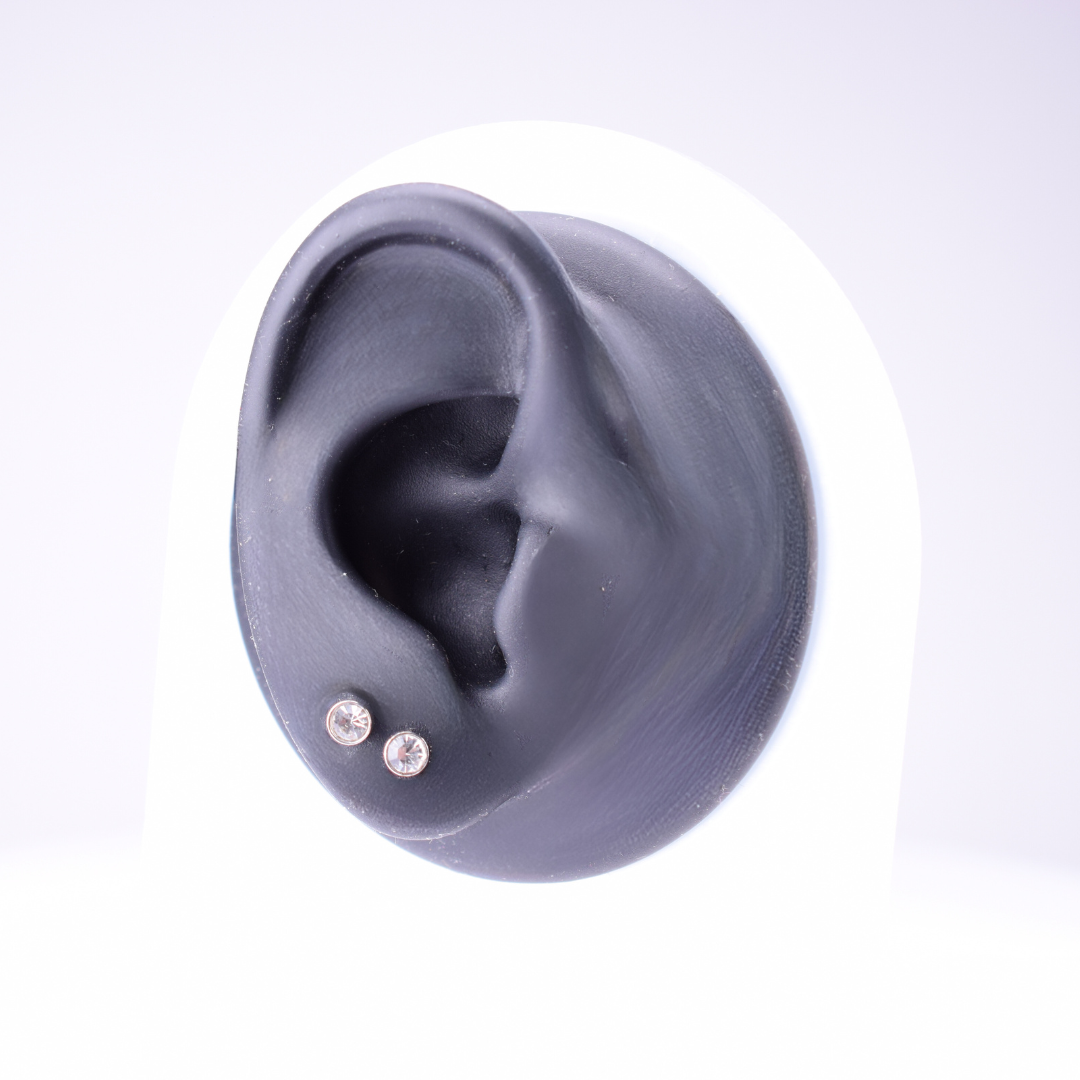 4mm framed diamond studs - Silver