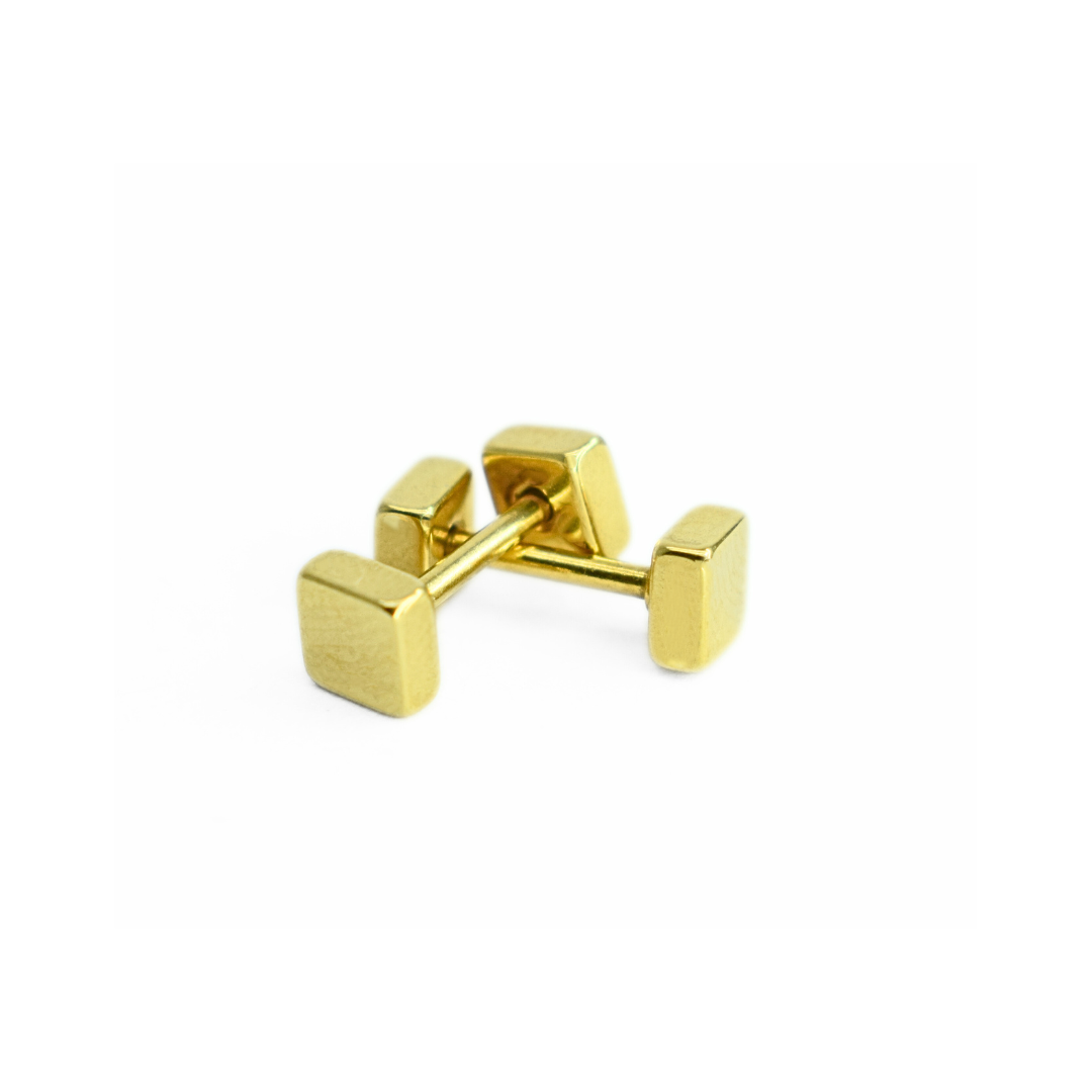 4mm Double square studs - Gold - TheEarringCollective