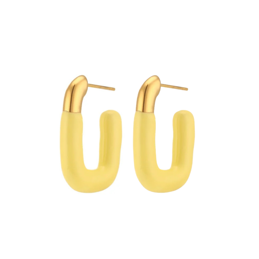 Yellow chunky dipped hoops - Gold