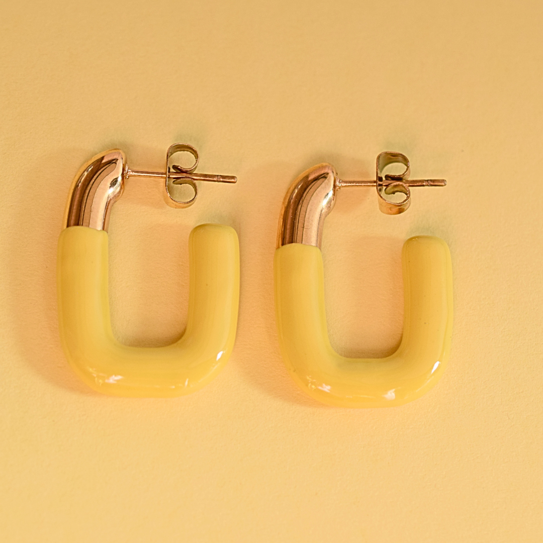 Yellow chunky dipped hoops - Gold