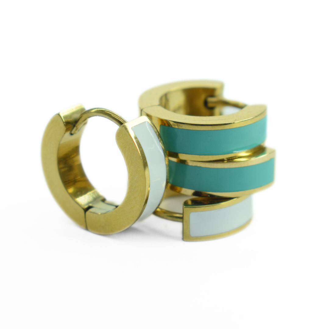 10mm White hoops - Gold - TheEarringCollective
