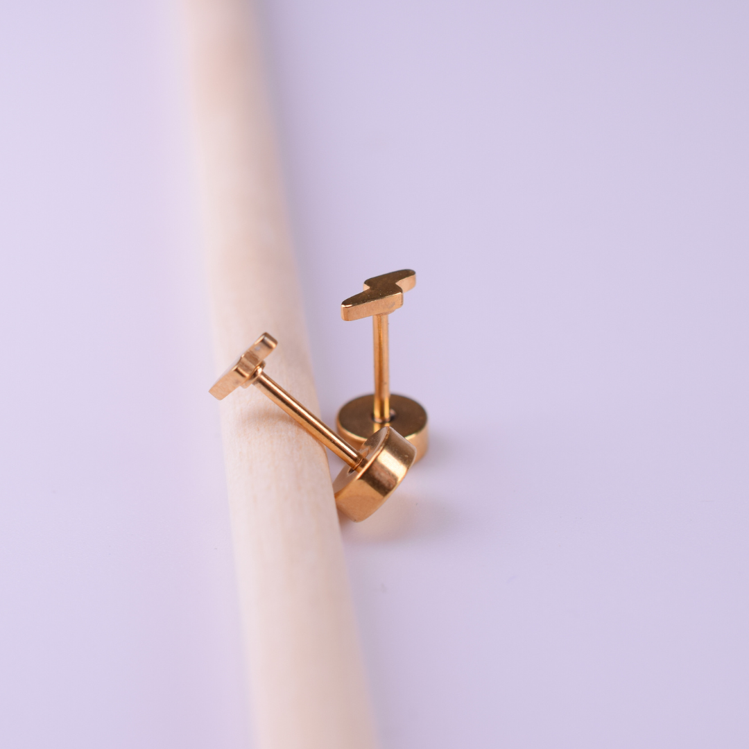 Tiny lightning studs - Gold