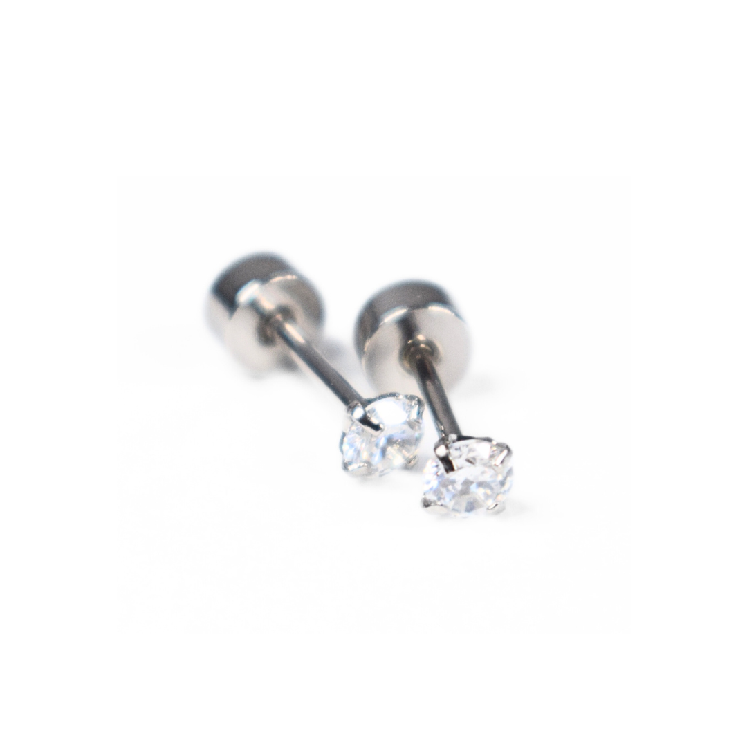 3-prong Diamond Solitaire Stud Earrings Tiny Diamond Studs Dainty  Minimalist Silver Studs Sterling Silver Studs BE1682 