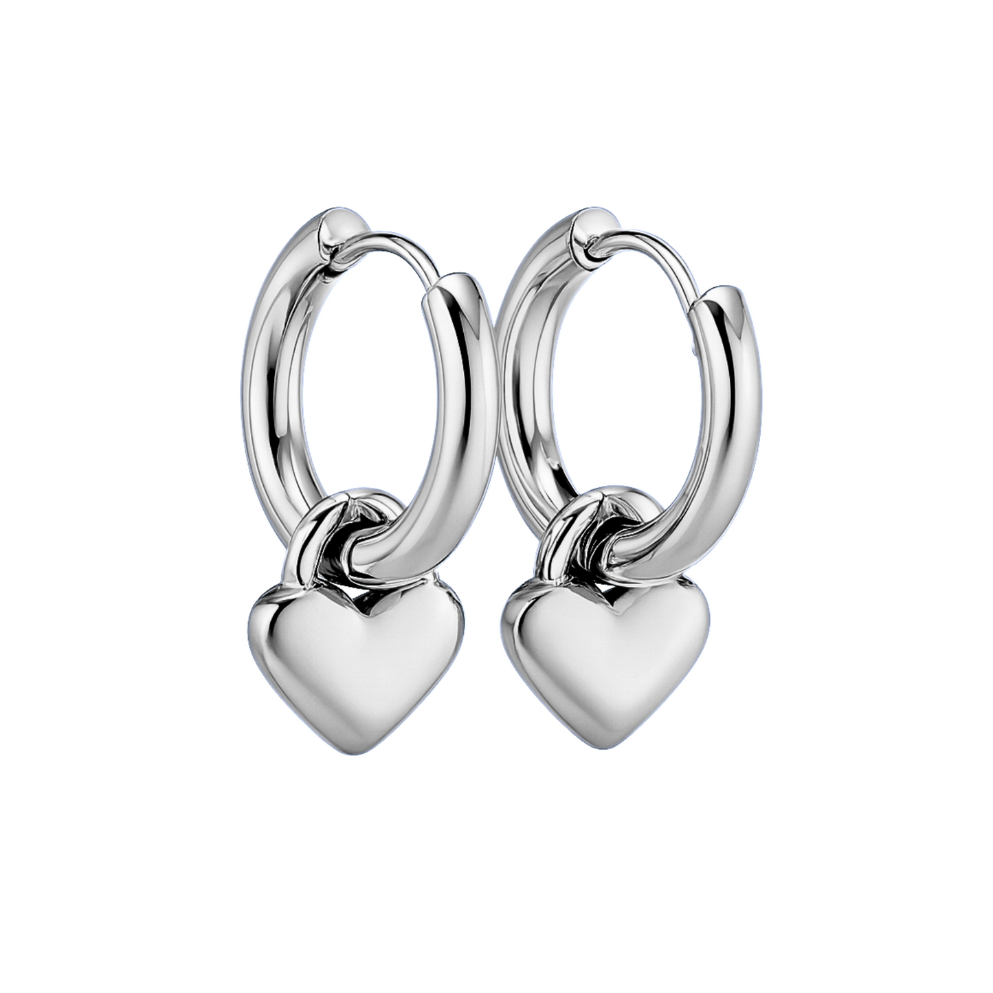 Chunky heart hoops - Silver