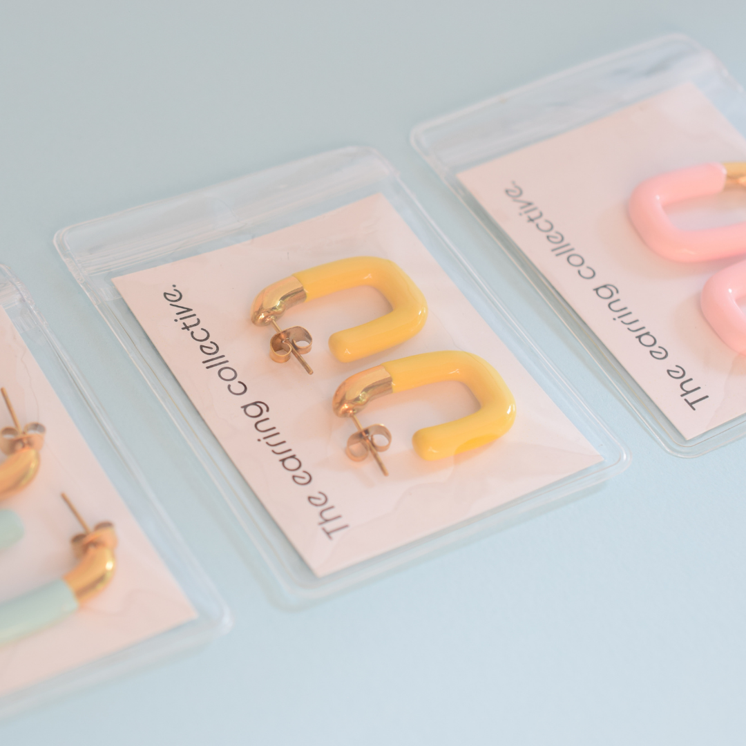 Yellow chunky dipped hoops - Gold