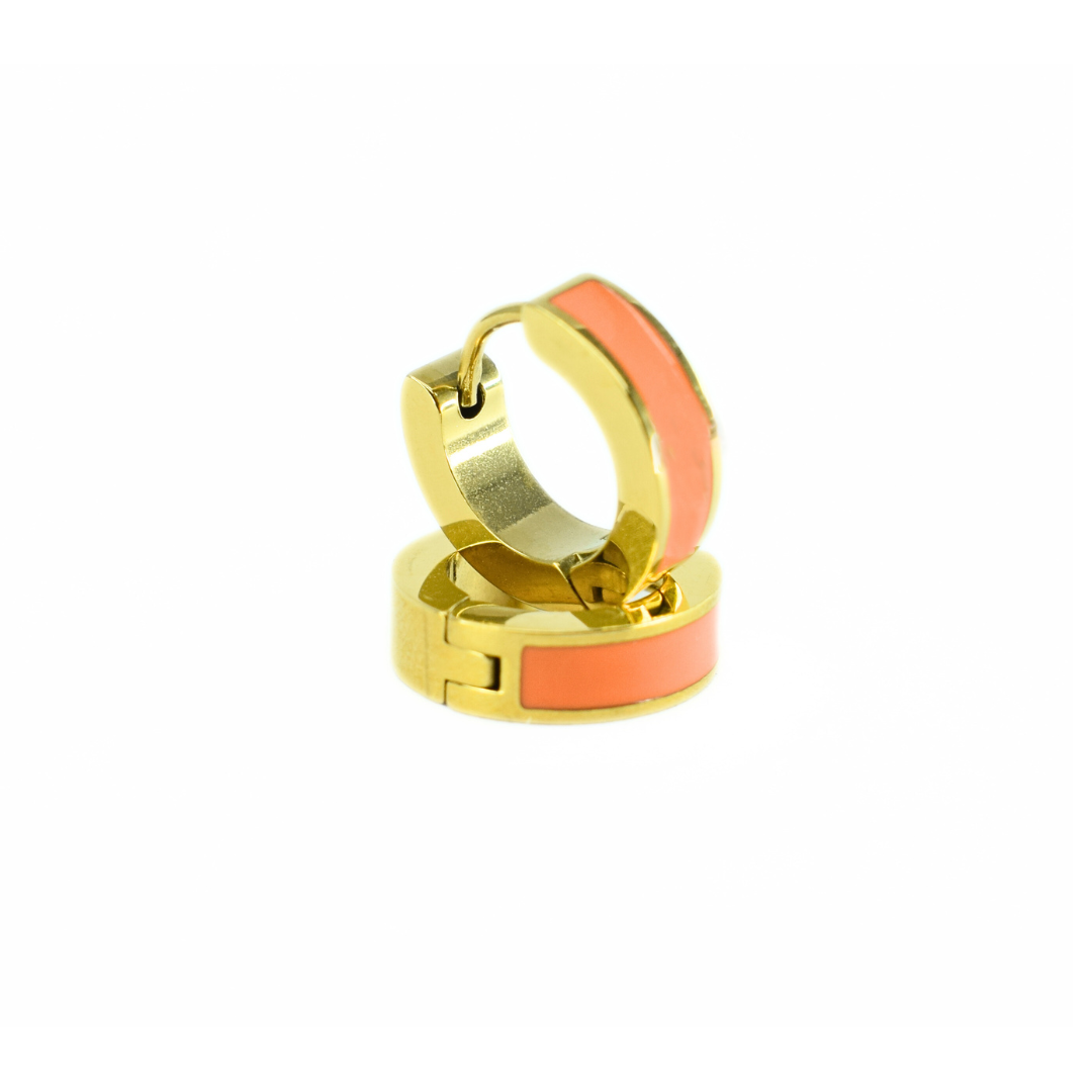 10mm Orange hoops - Gold - TheEarringCollective