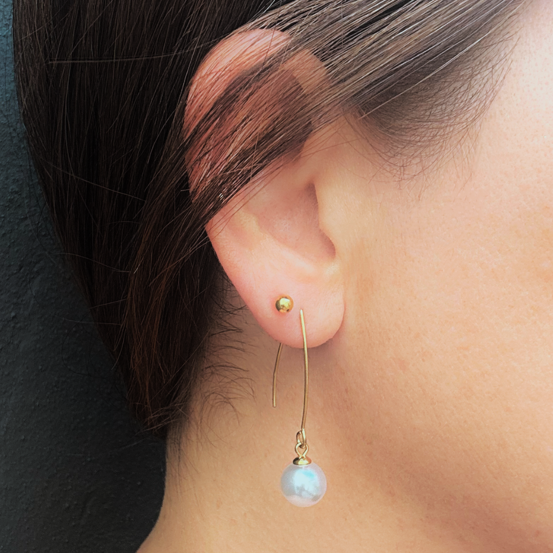 Dangled pearl stud - Gold