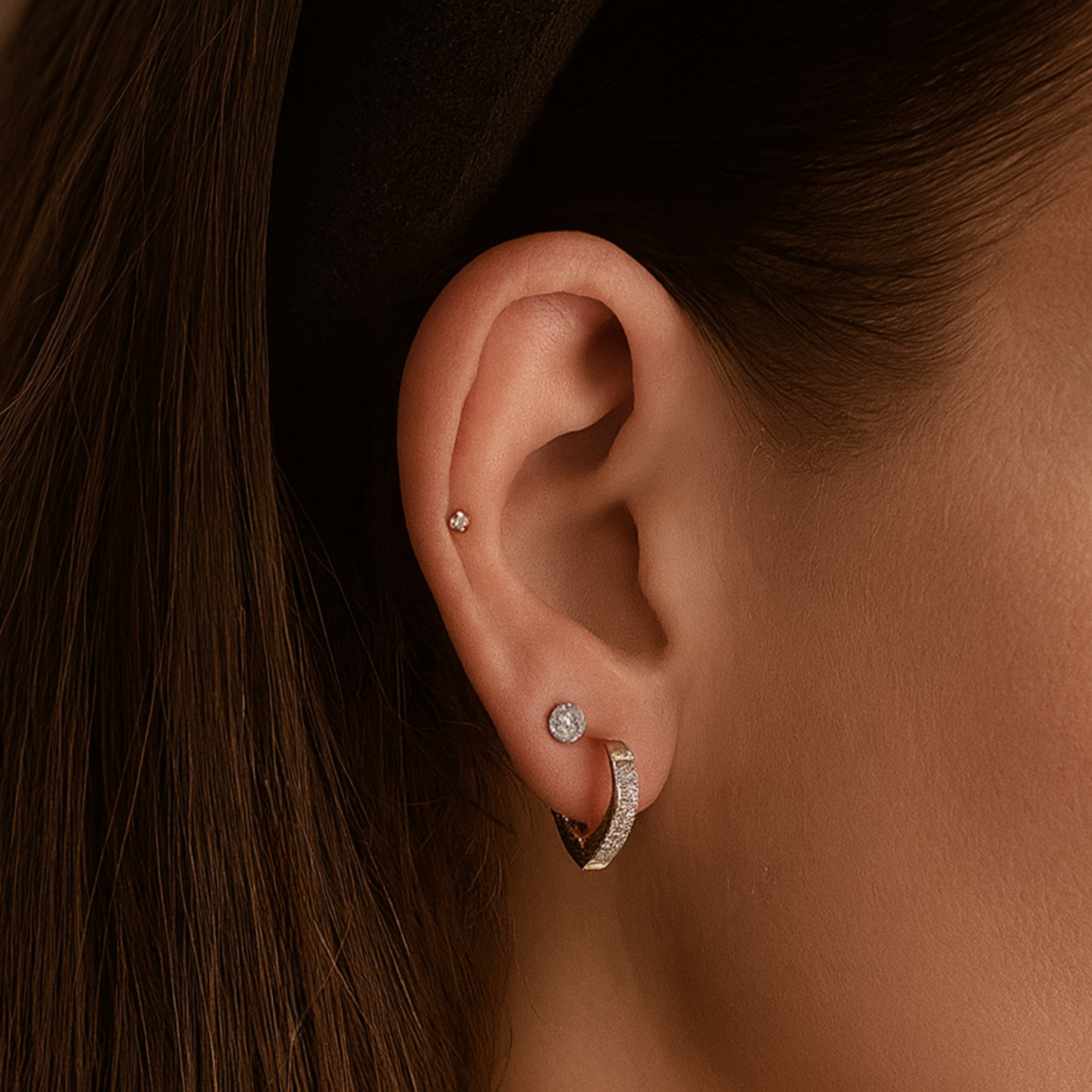 Diamond style heart hoops - Gold