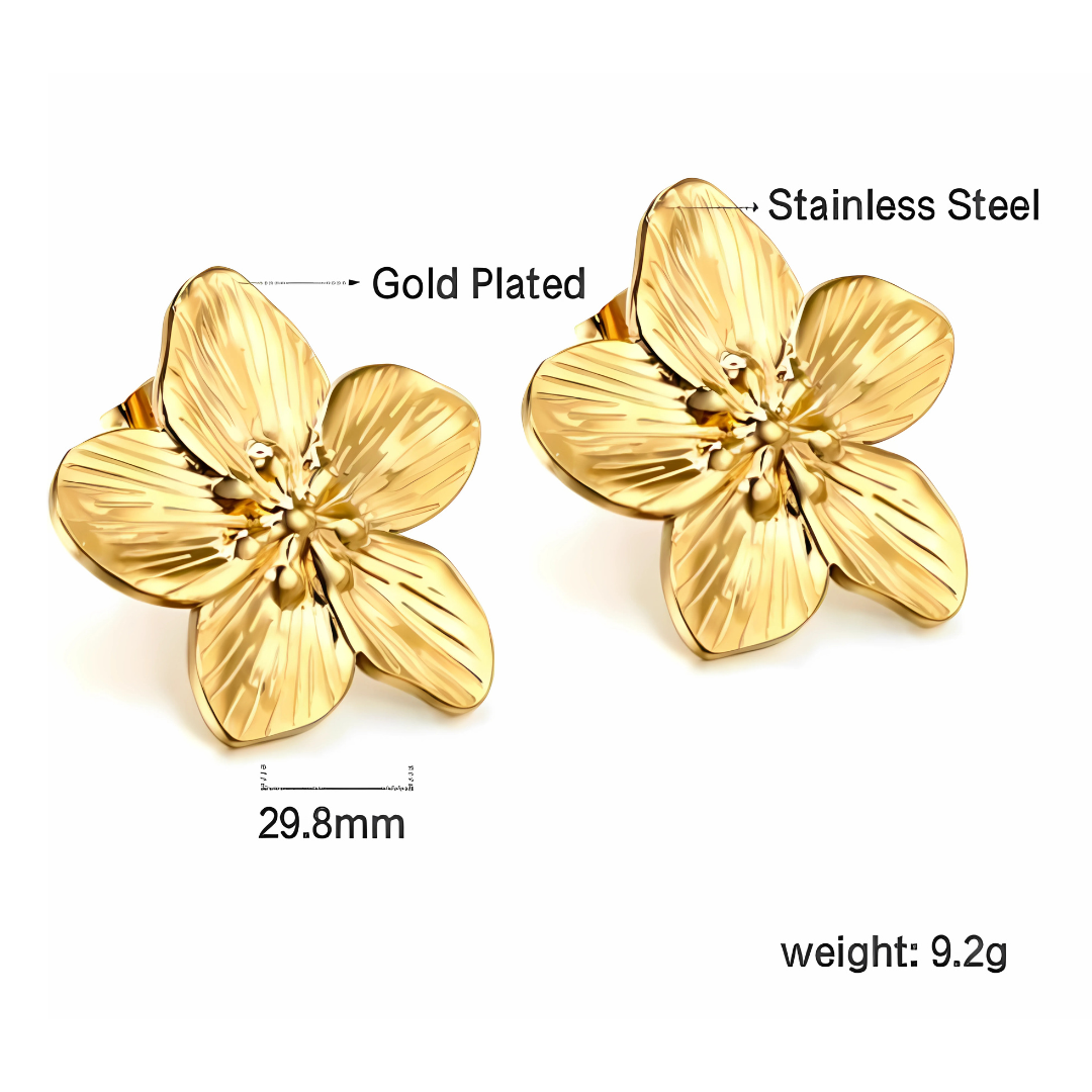 Oversized flower studs - Gold