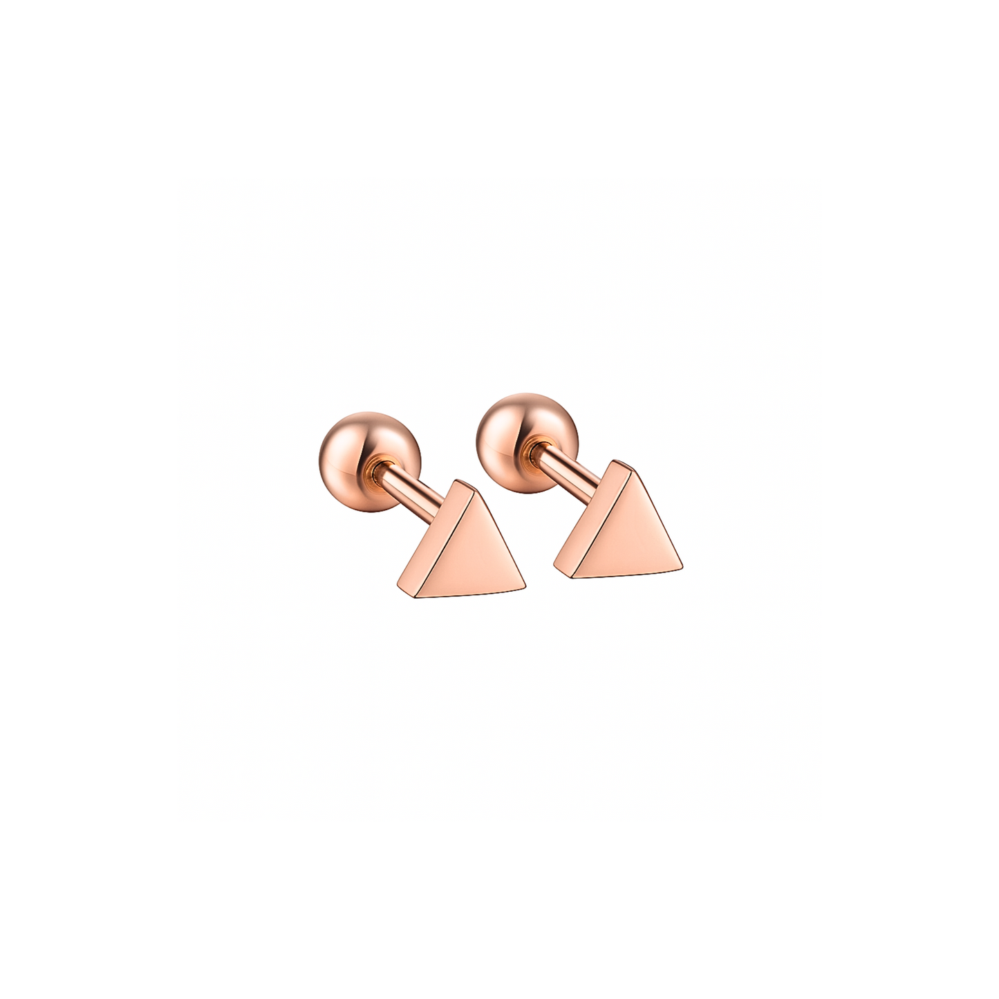 4mm Baby triangle studs - Rose gold