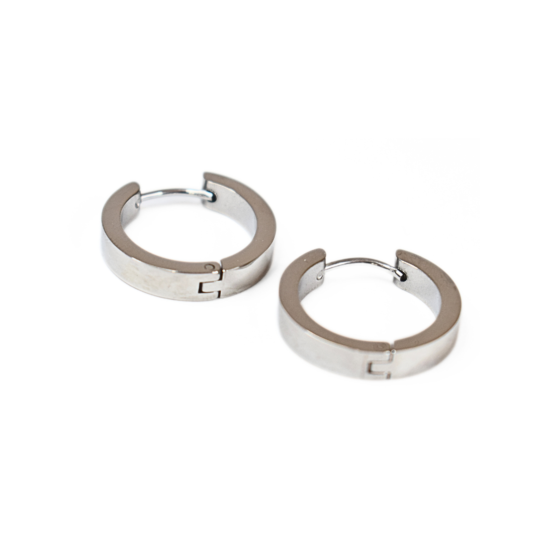16mm edged hoops - Silver - TheEarringCollective