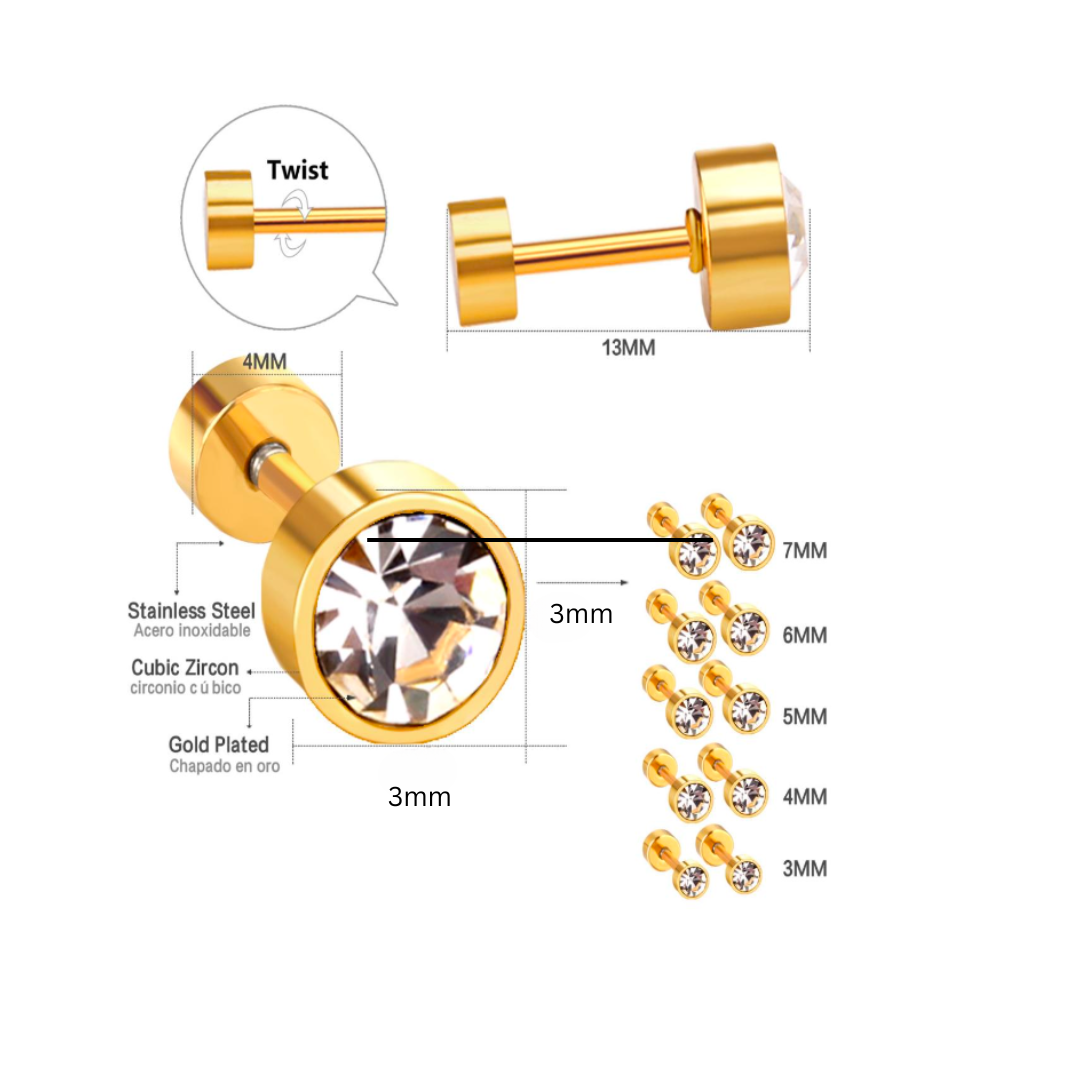 3mm Framed diamond studs - Gold - TheEarringCollective