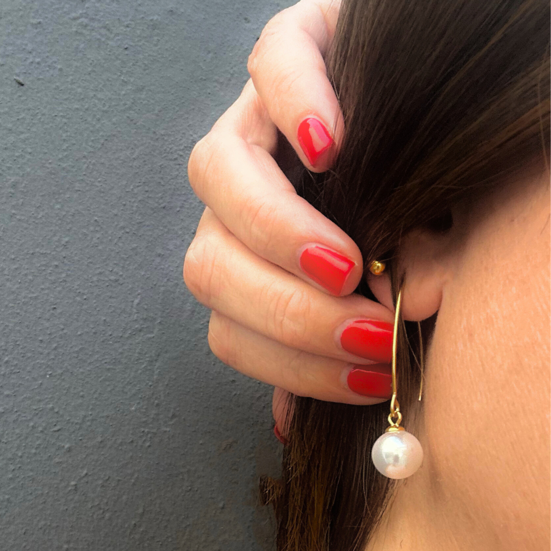Dangled pearl stud - Gold