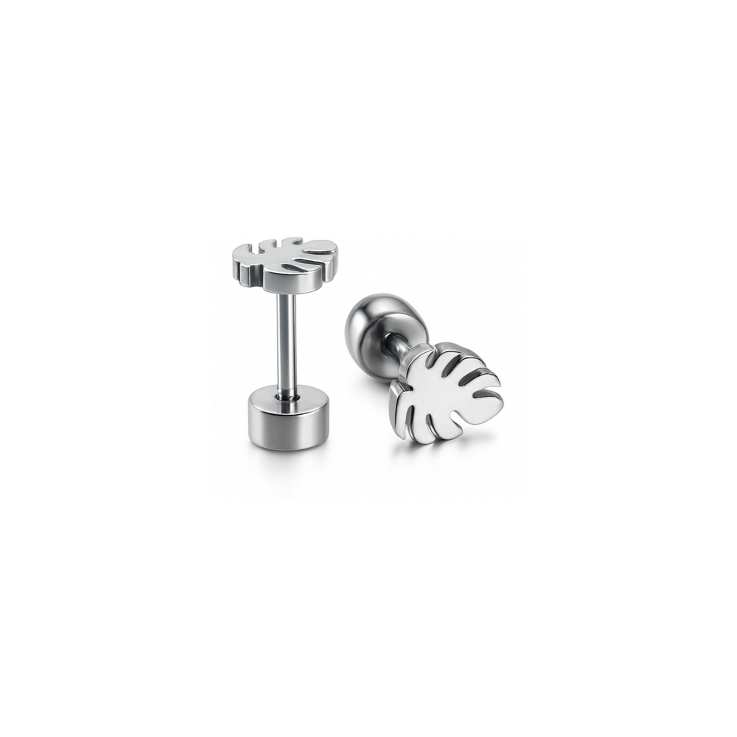 Tiny tropical leaf studs - Silver