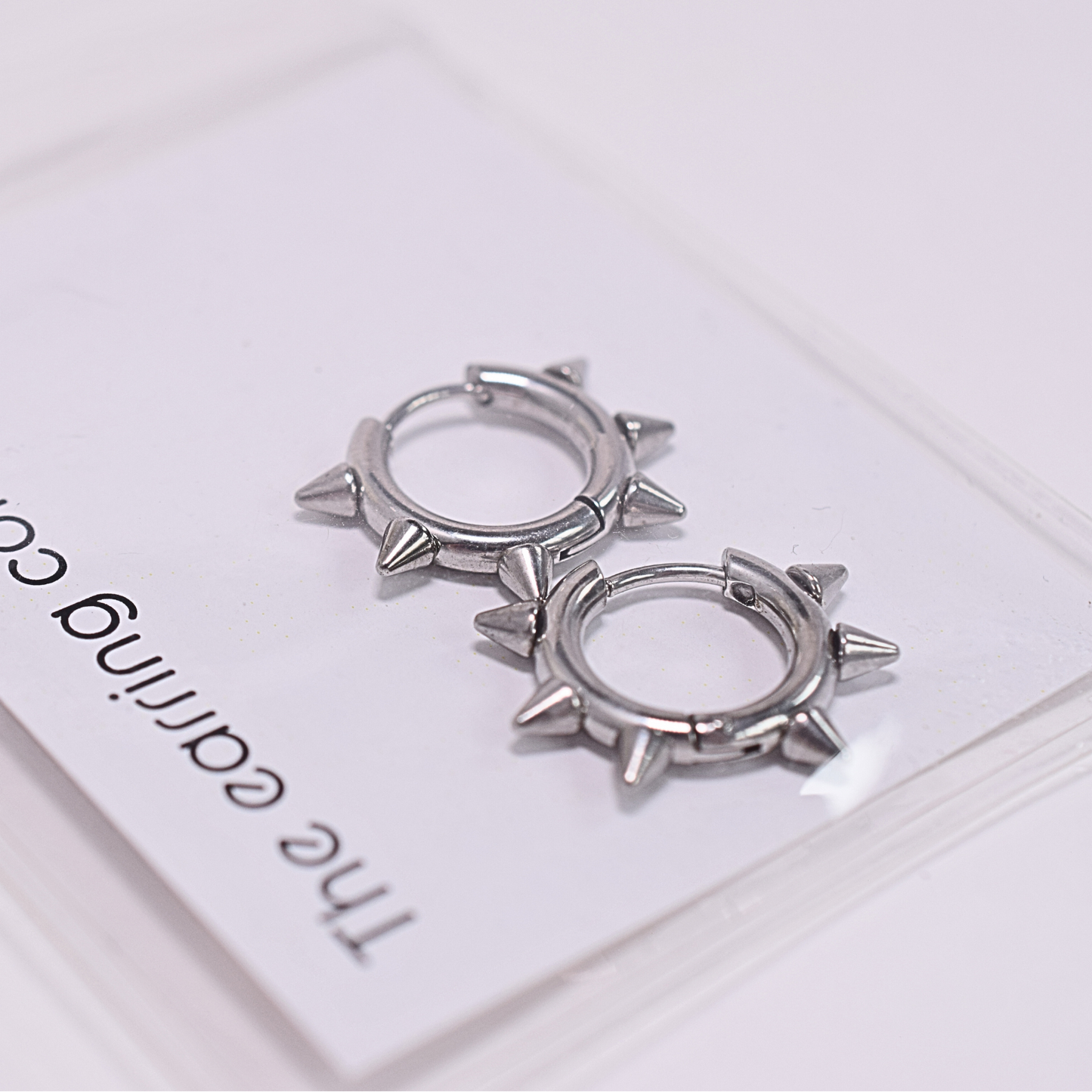 Slim spiked hoops - Silver
