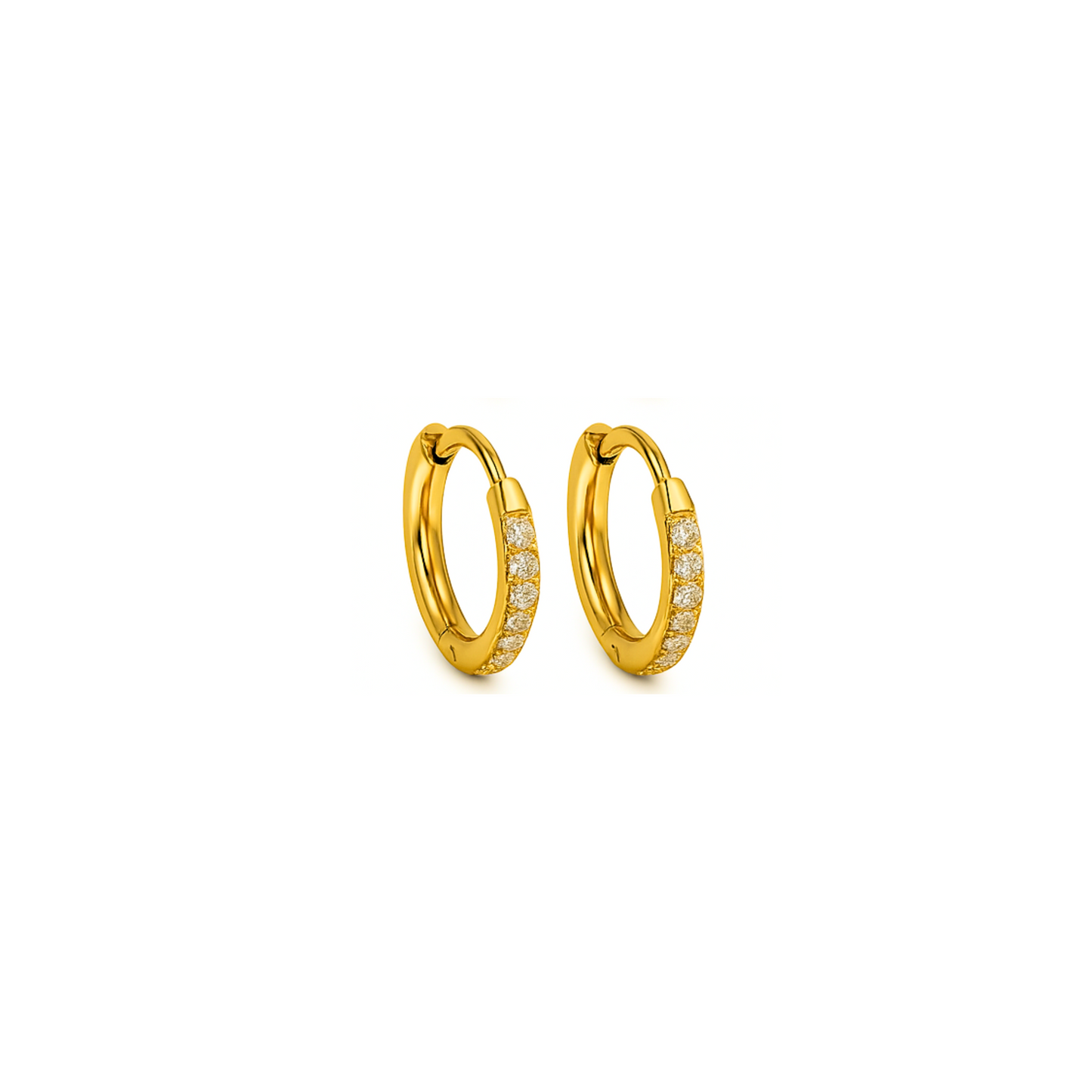 8mm Slim diamond style hoops - Gold
