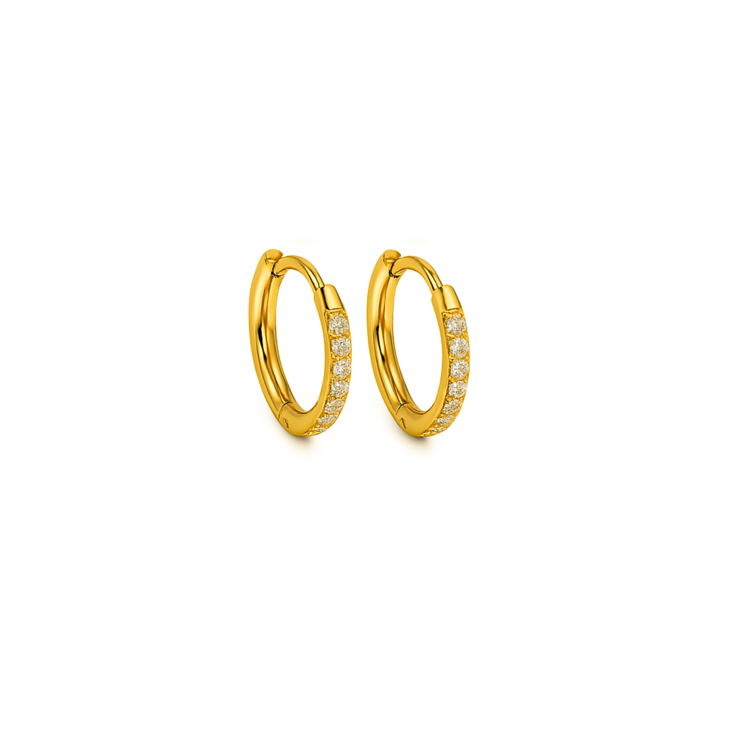 10mm Slim diamond style hoops - Gold