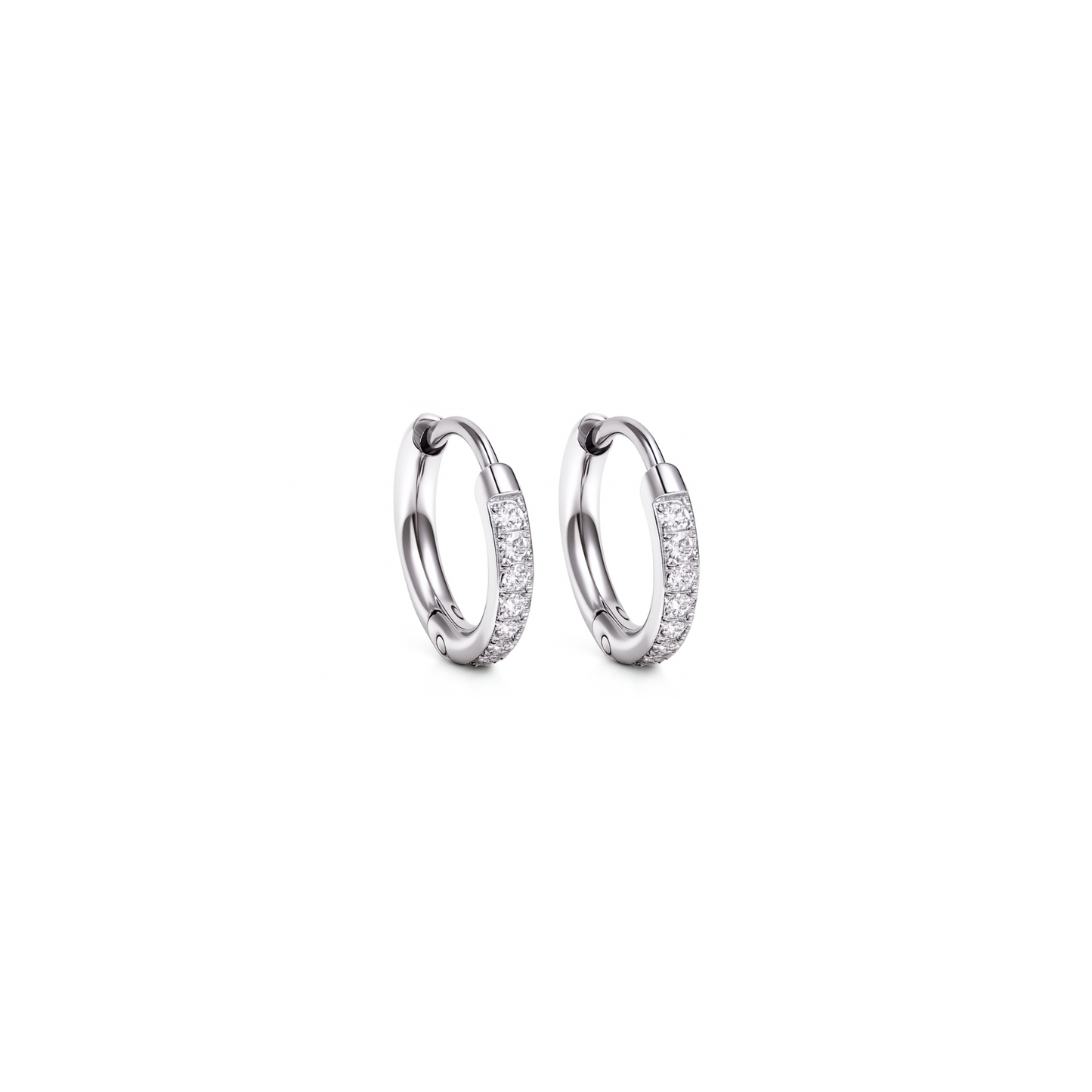 8mm slim diamond style hoops - Silver