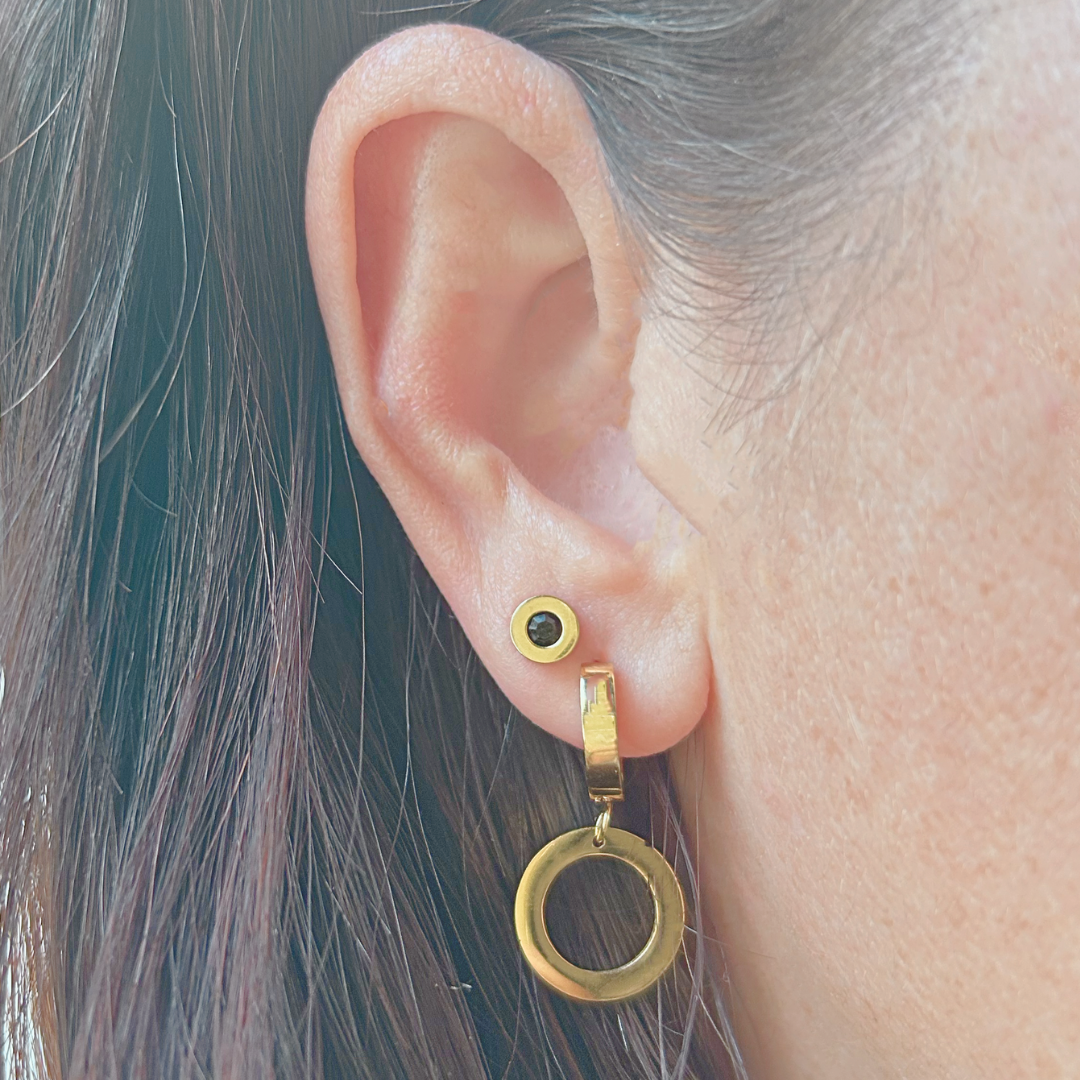 Dangled circle hoops - Gold - TheEarringCollective