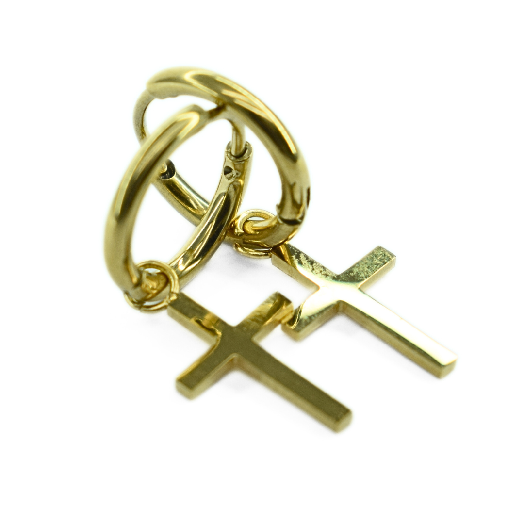 Cross charm hoop - Gold - TheEarringCollective