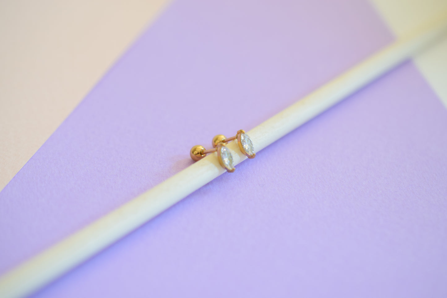 Marquise diamond style studs - Gold