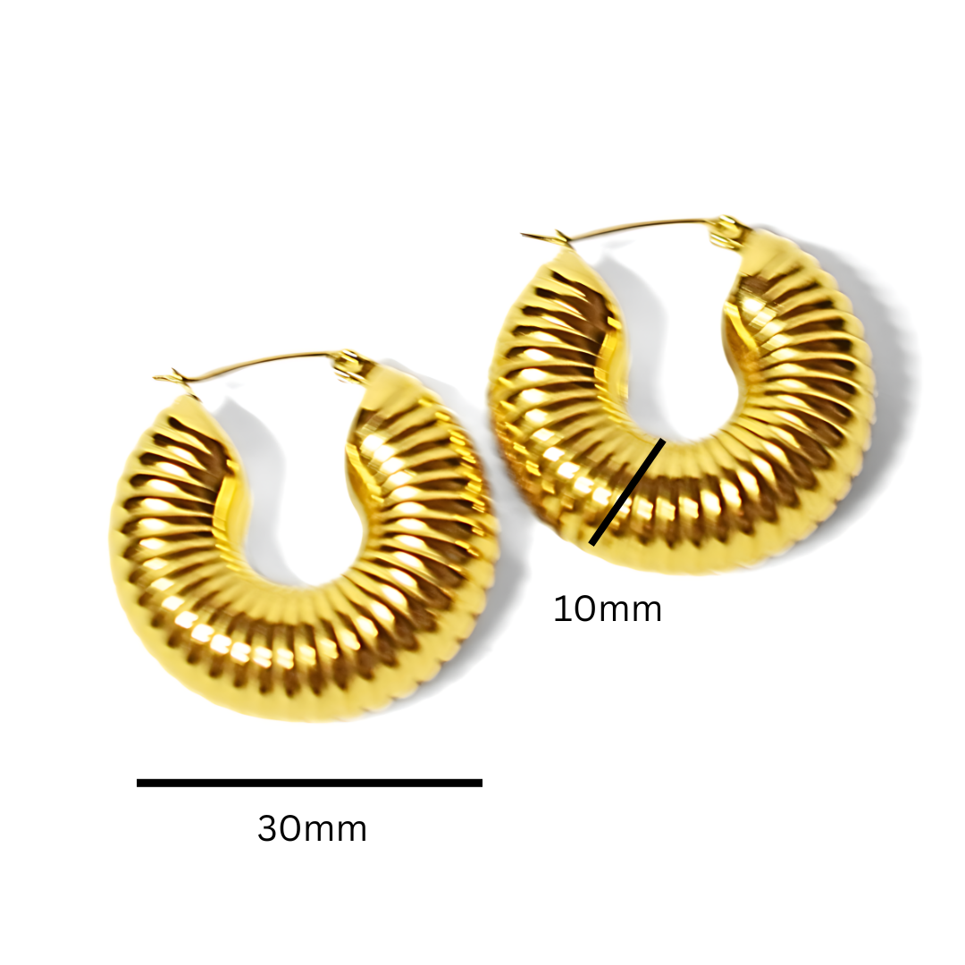 Chunky ridged hoops - Gold