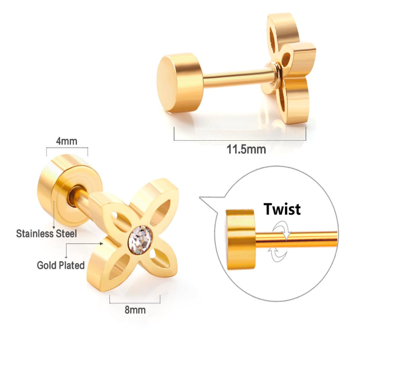 Sparkle flower studs - Gold - TheEarringCollective