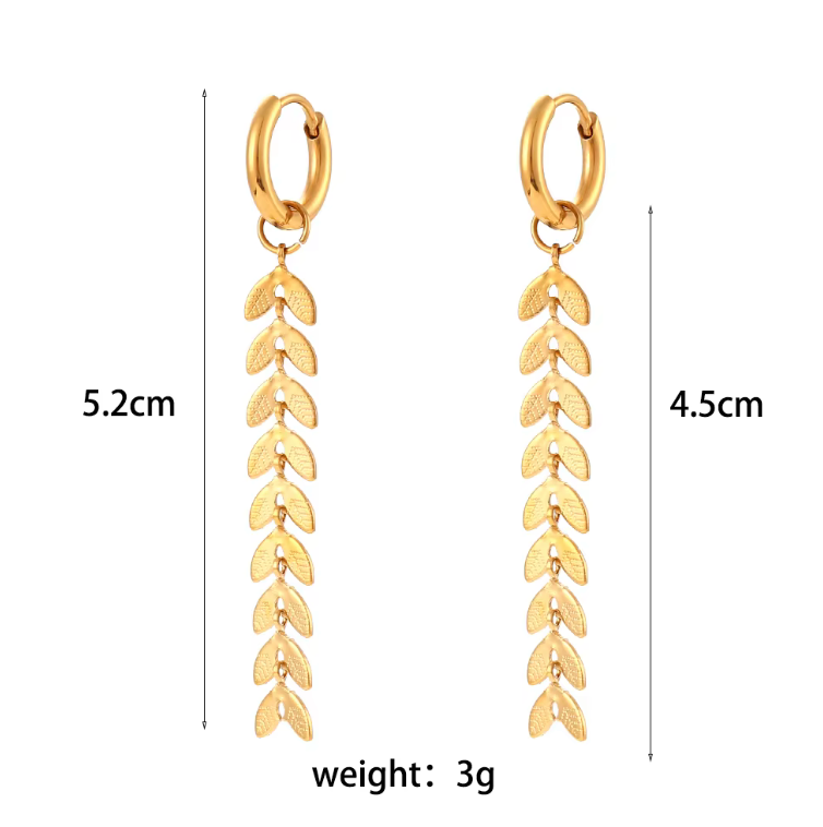Multi dangled leaf hoops - Gold