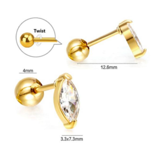 Marquise diamond style studs - Gold
