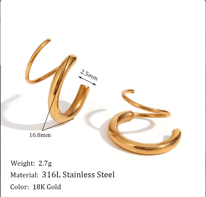 Twisted diamond style hoops - Gold