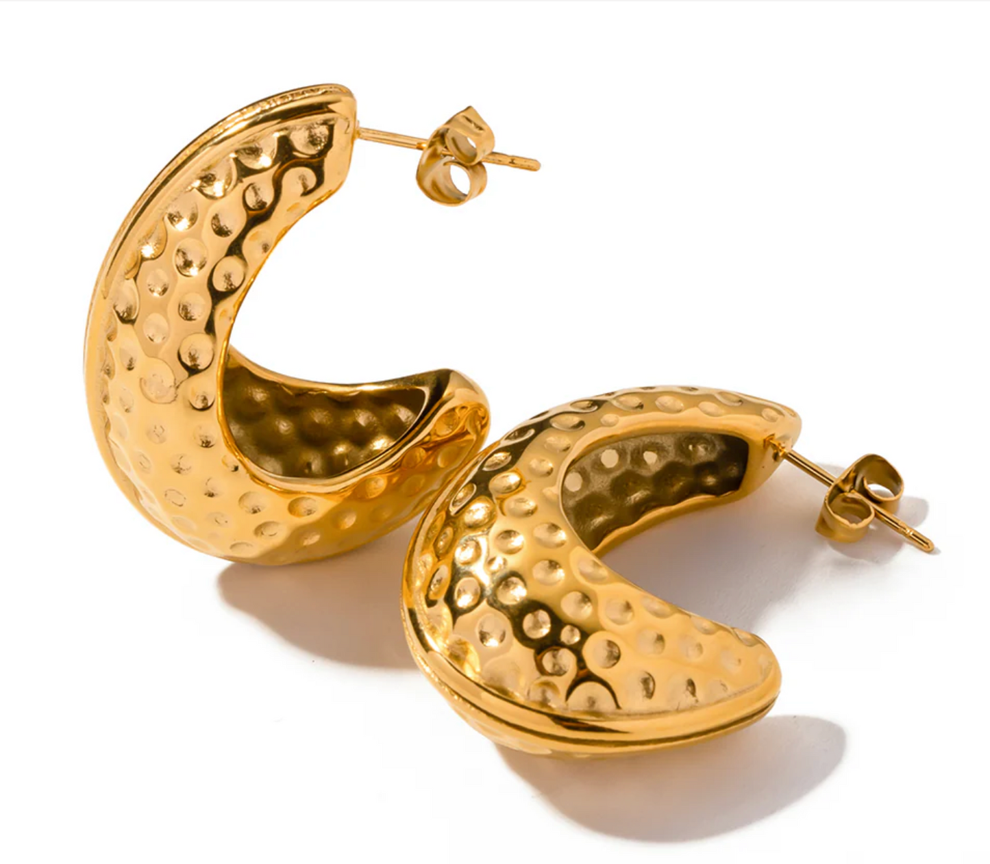 Hammered hoops - Gold