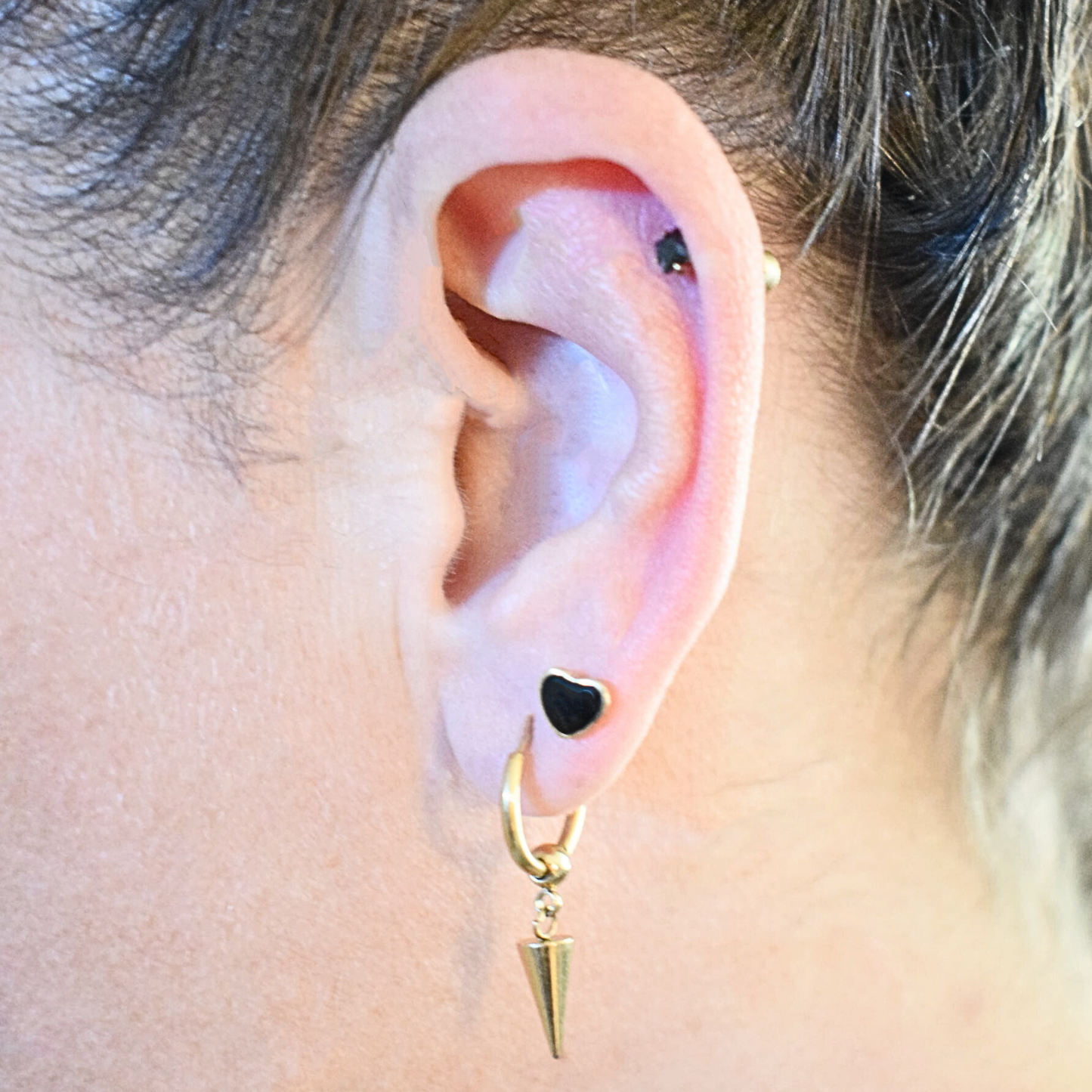 Spiked charm hoops - Gold - TheEarringCollective