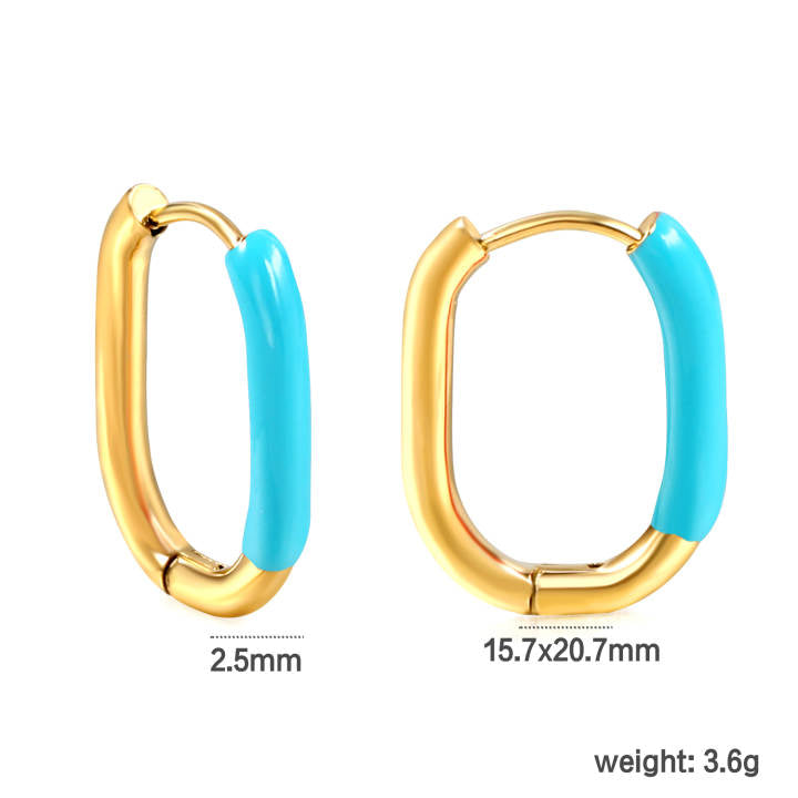 20mm Blue dipped oval hoops - Gold