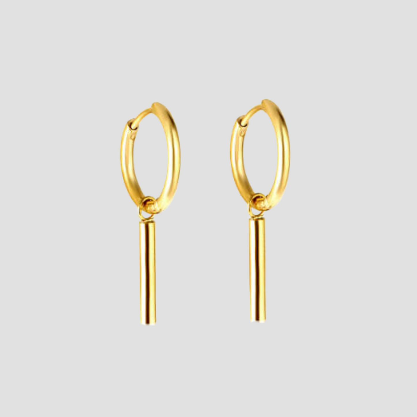 Cylinder drop hoops - Gold - TheEarringCollective