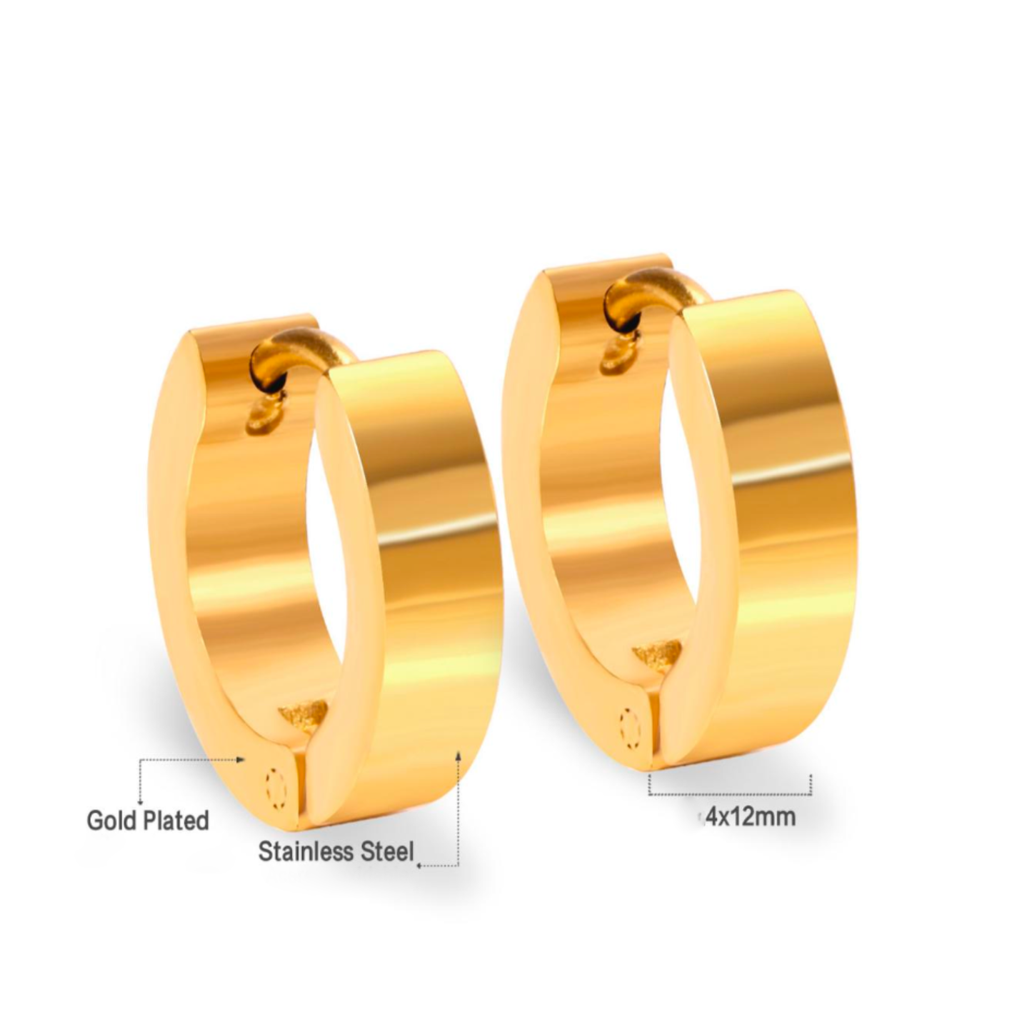 10mm edged hoops - Gold - TheEarringCollective