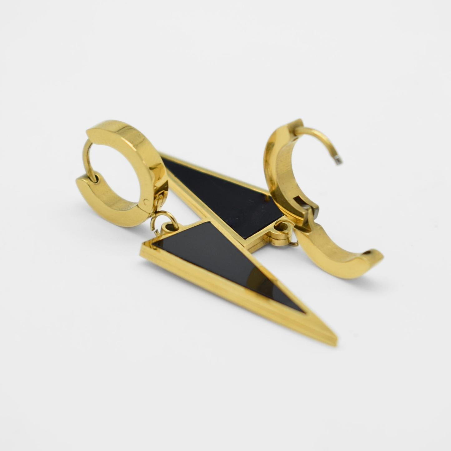 Black drop triangle hoops - Gold - TheEarringCollective