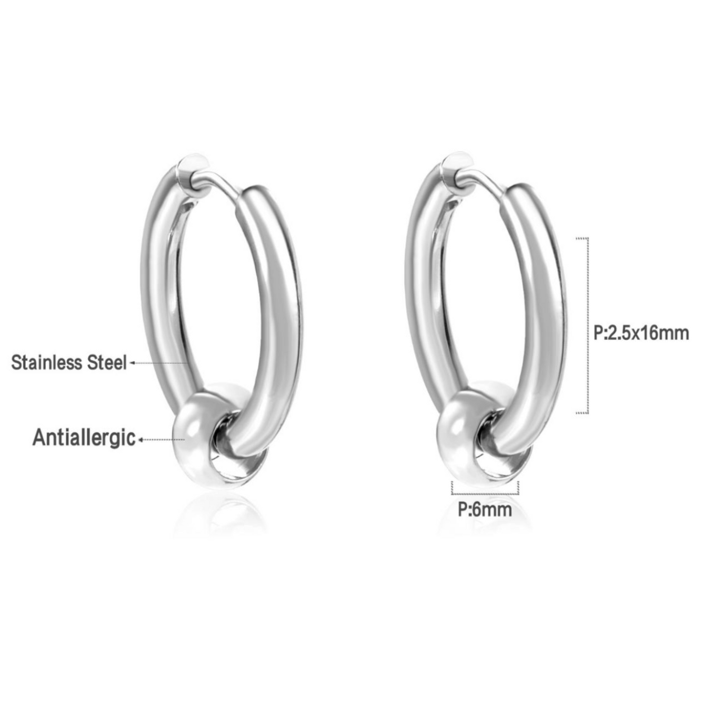 12mm Ball hoops - Silver - TheEarringCollective