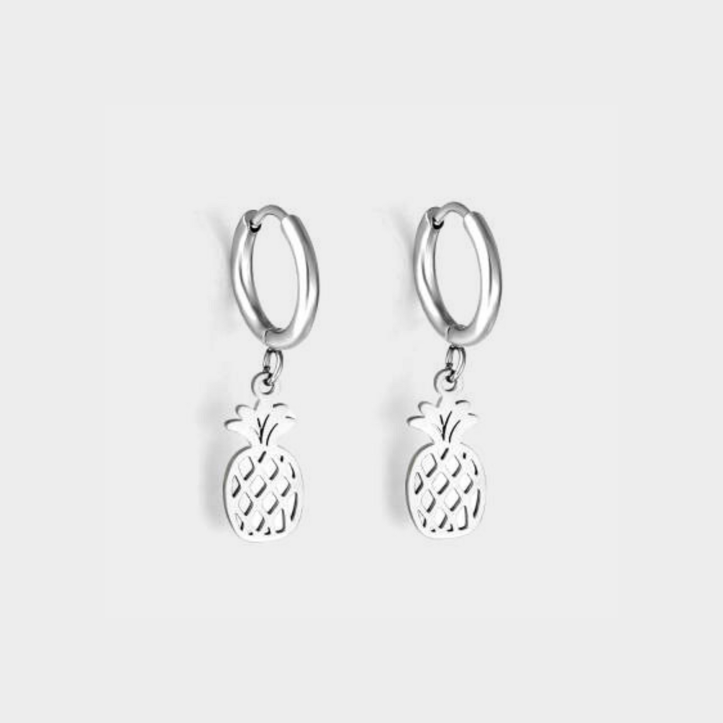Pineapple hoops - Silver - TheEarringCollective