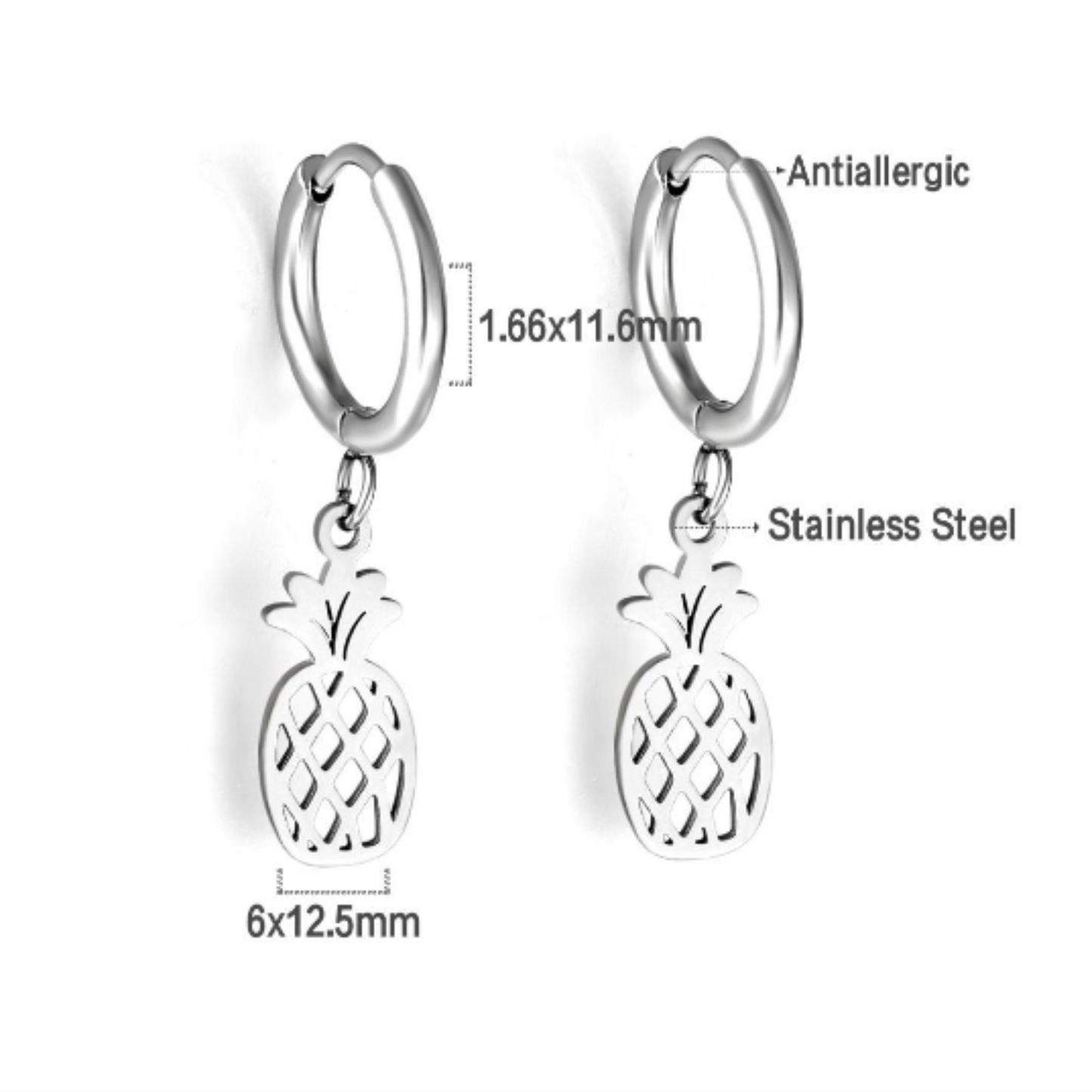 Pineapple hoops - Silver - TheEarringCollective