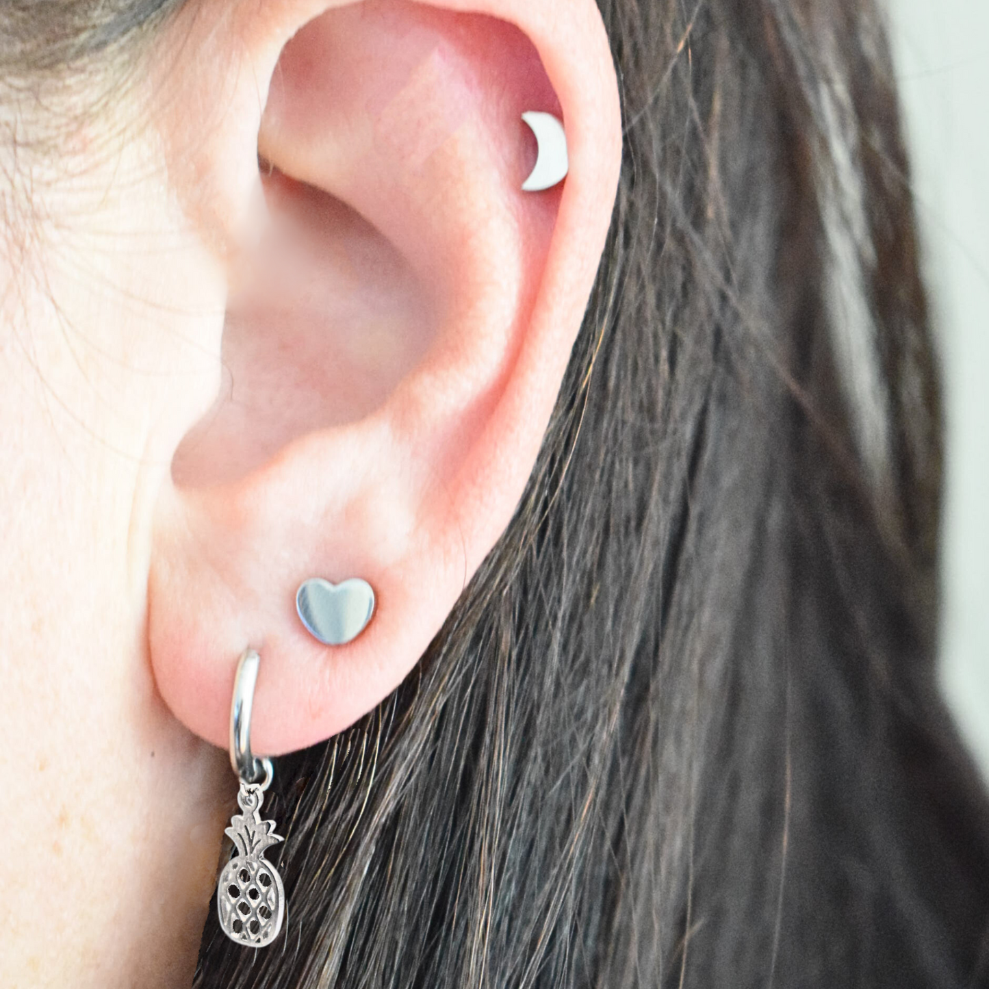 Pineapple hoops - Silver - TheEarringCollective