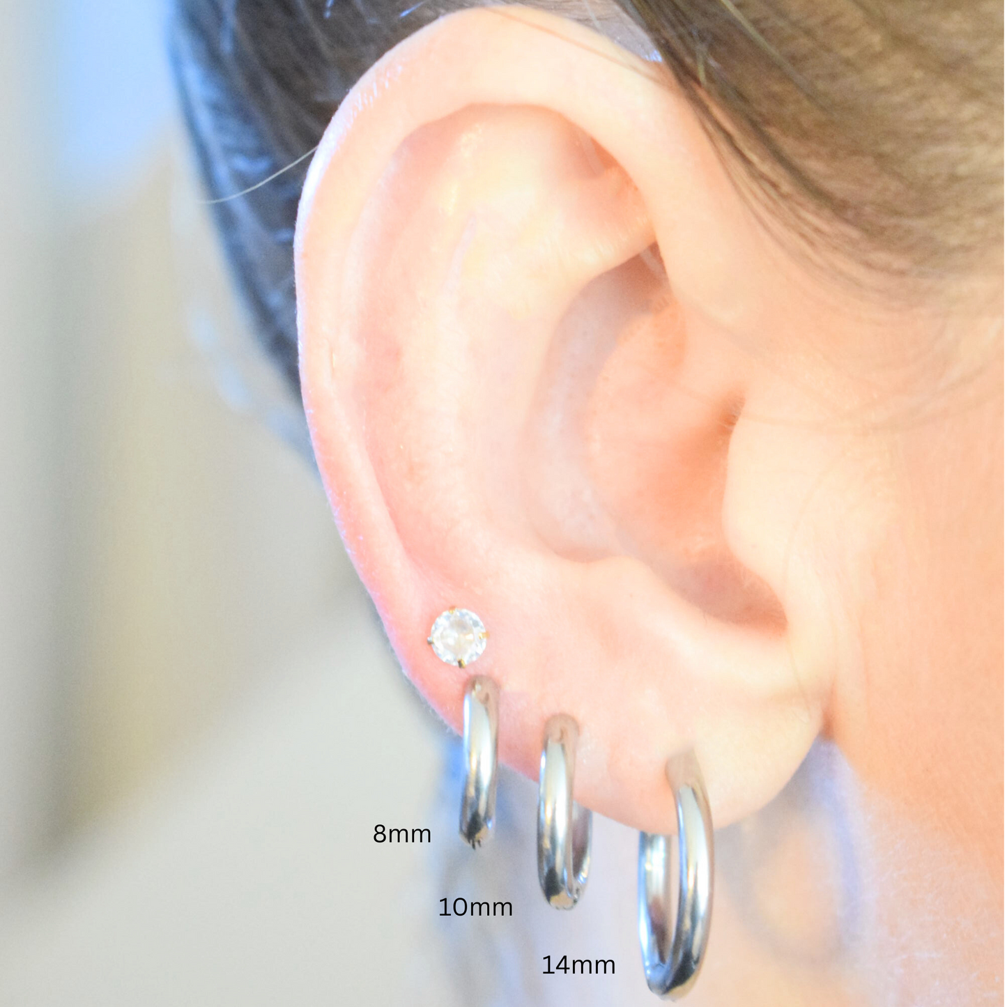8mm Classic hoops - Silver - TheEarringCollective