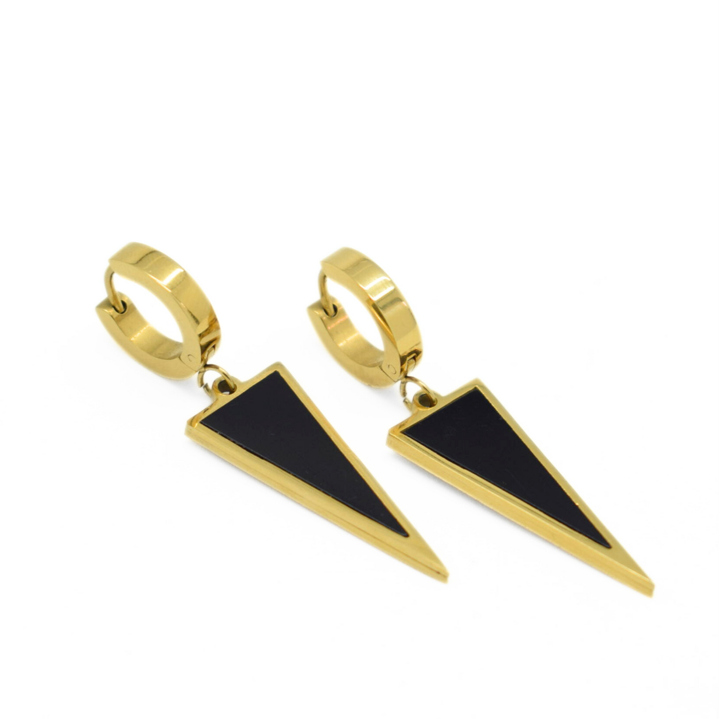 Black drop triangle hoops - Gold - TheEarringCollective