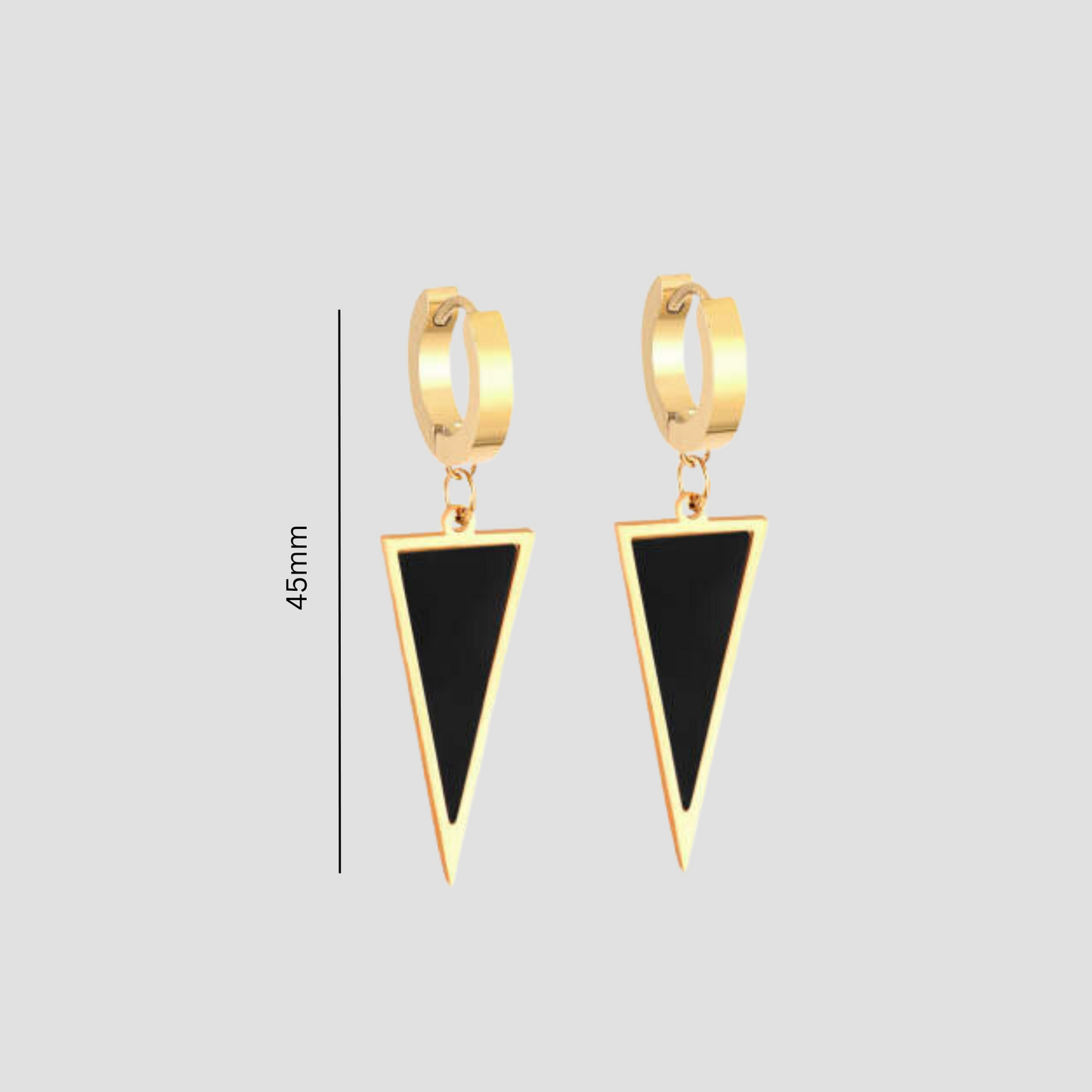 Black drop triangle hoops - Gold - TheEarringCollective