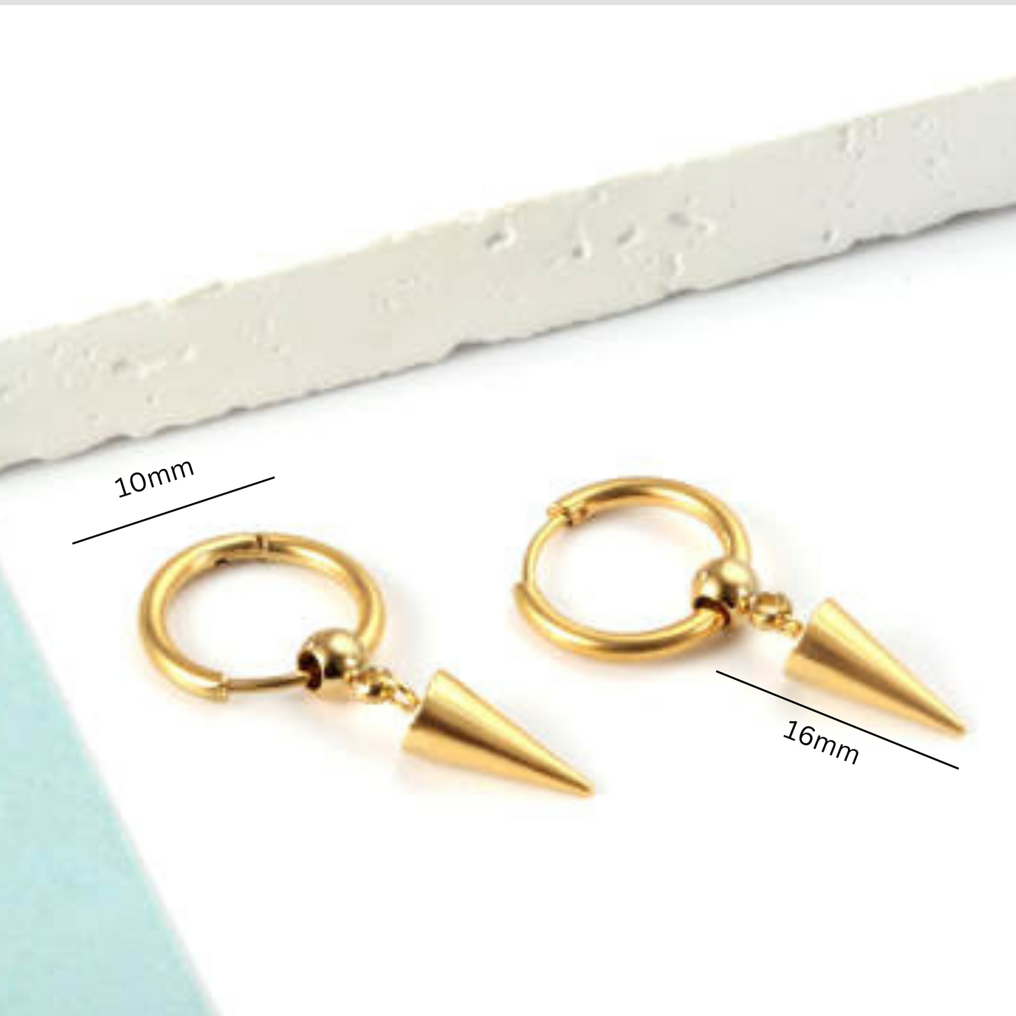 Spiked charm hoops - Gold - TheEarringCollective