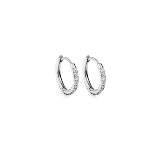 10mm slim diamond style hoops - Silver